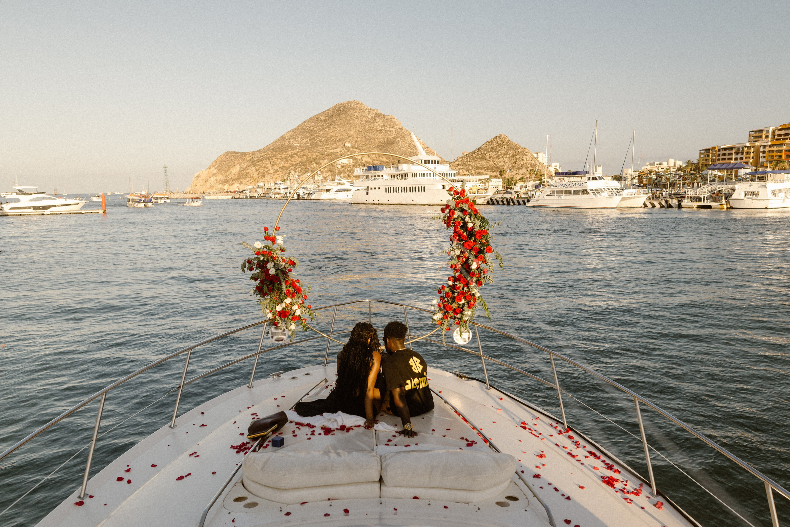Surprise proposal on a yacht in Cabo San Lucas Los Cabos Mexico