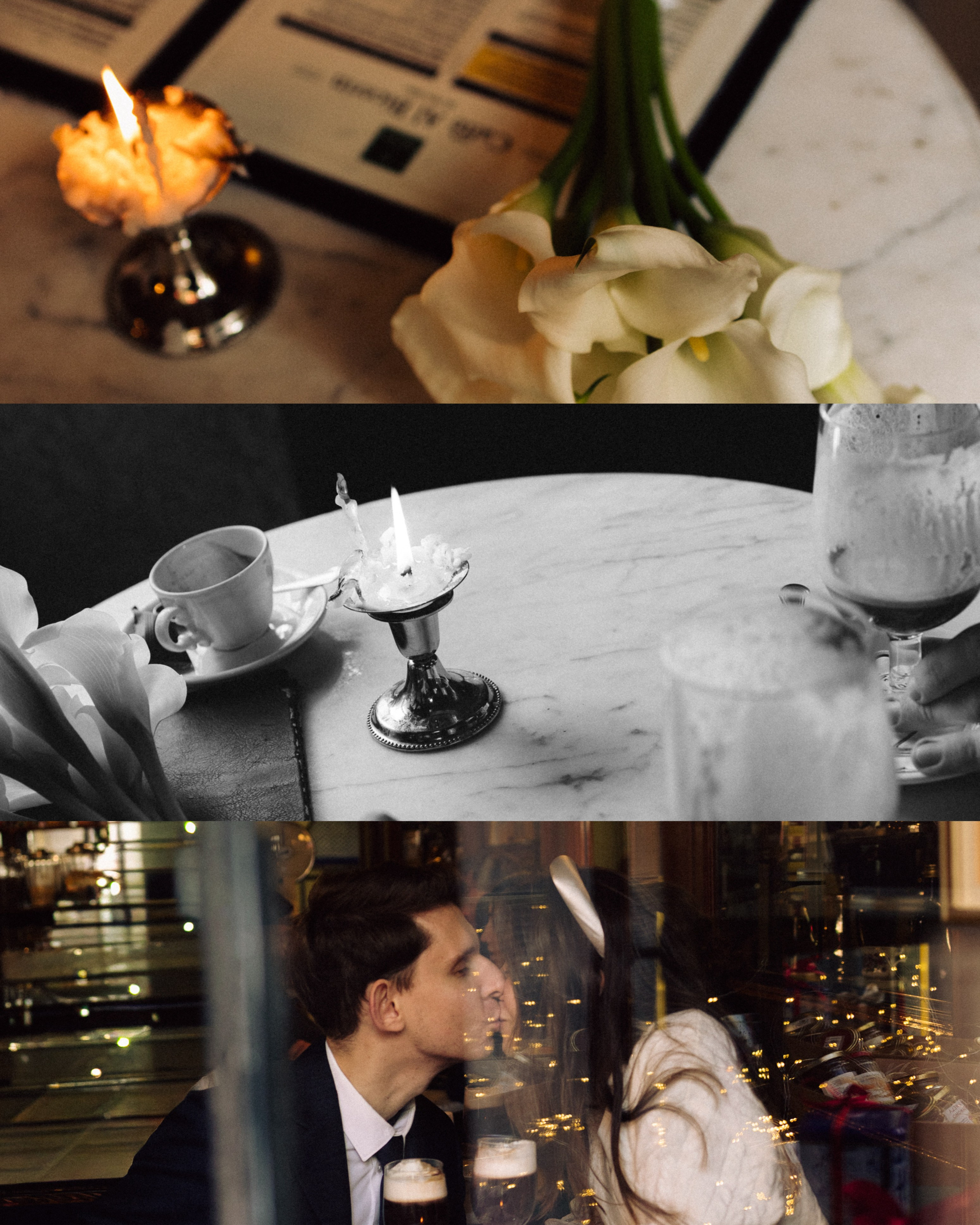 Romantic wedding details in historic café Turin