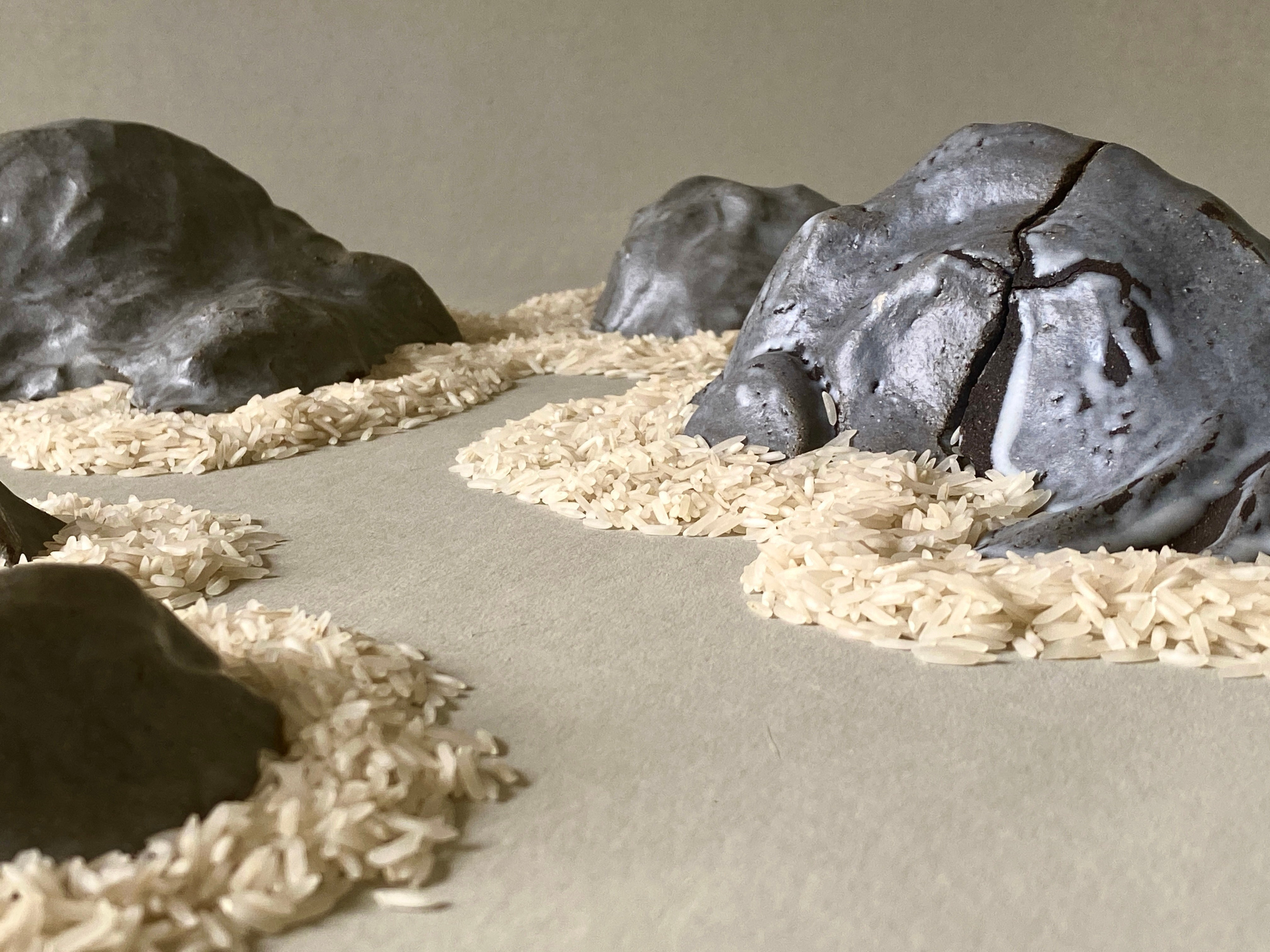 Ceramique, riz et ensens. Installation variable