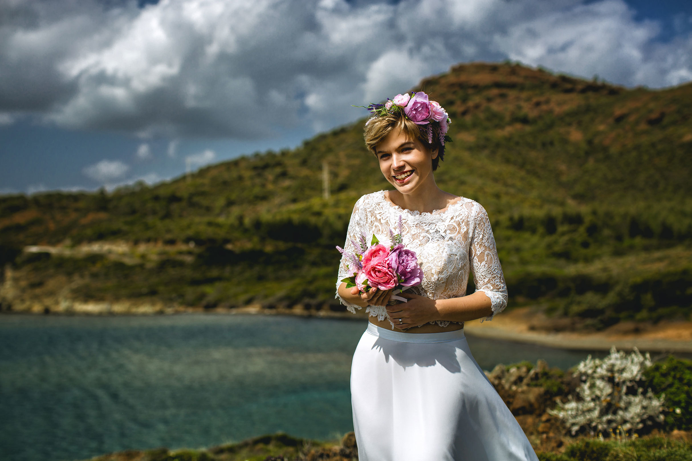 Outdoor wedding photo session on the wild rocky beaches of Amazon. Julia Ganch I Fashion Wedding Photography I Cappadocia Turkey