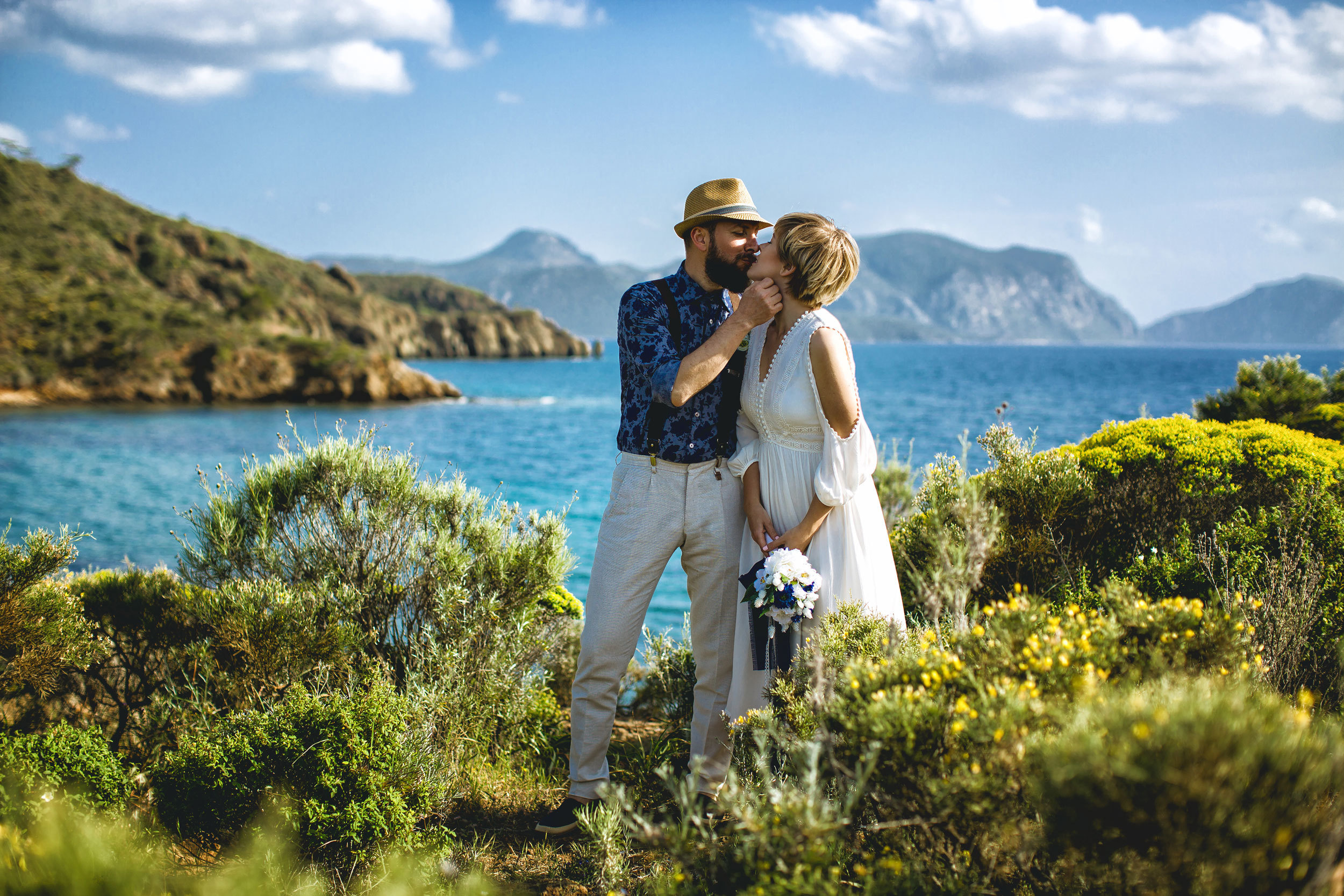 Outdoor wedding photo session on the wild rocky beaches of Amazon. Julia Ganch I Fashion Wedding Photography I Cappadocia Turkey
