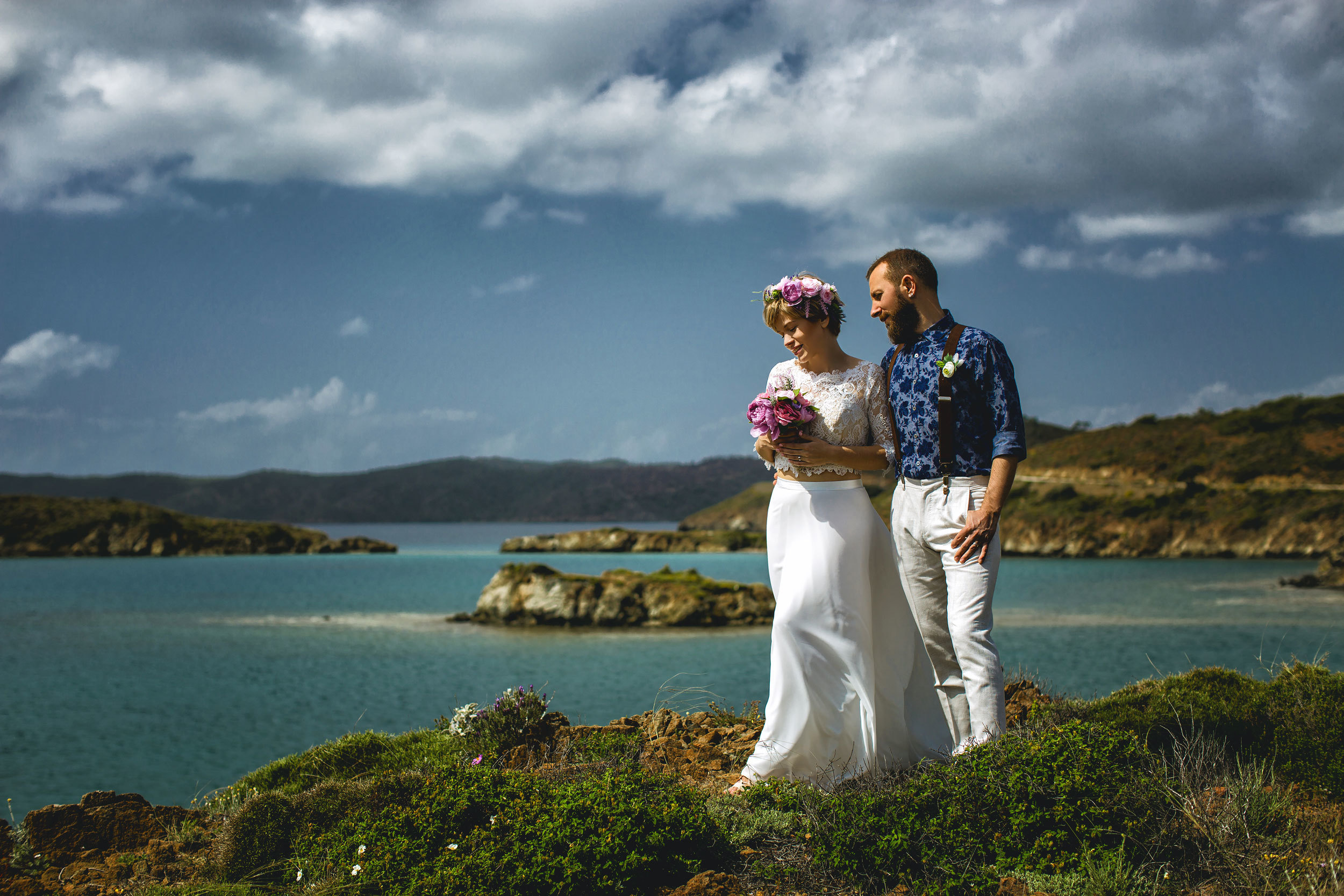 Outdoor wedding photo session on the wild rocky beaches of Amazon. Julia Ganch I Fashion Wedding Photography I Cappadocia Turkey