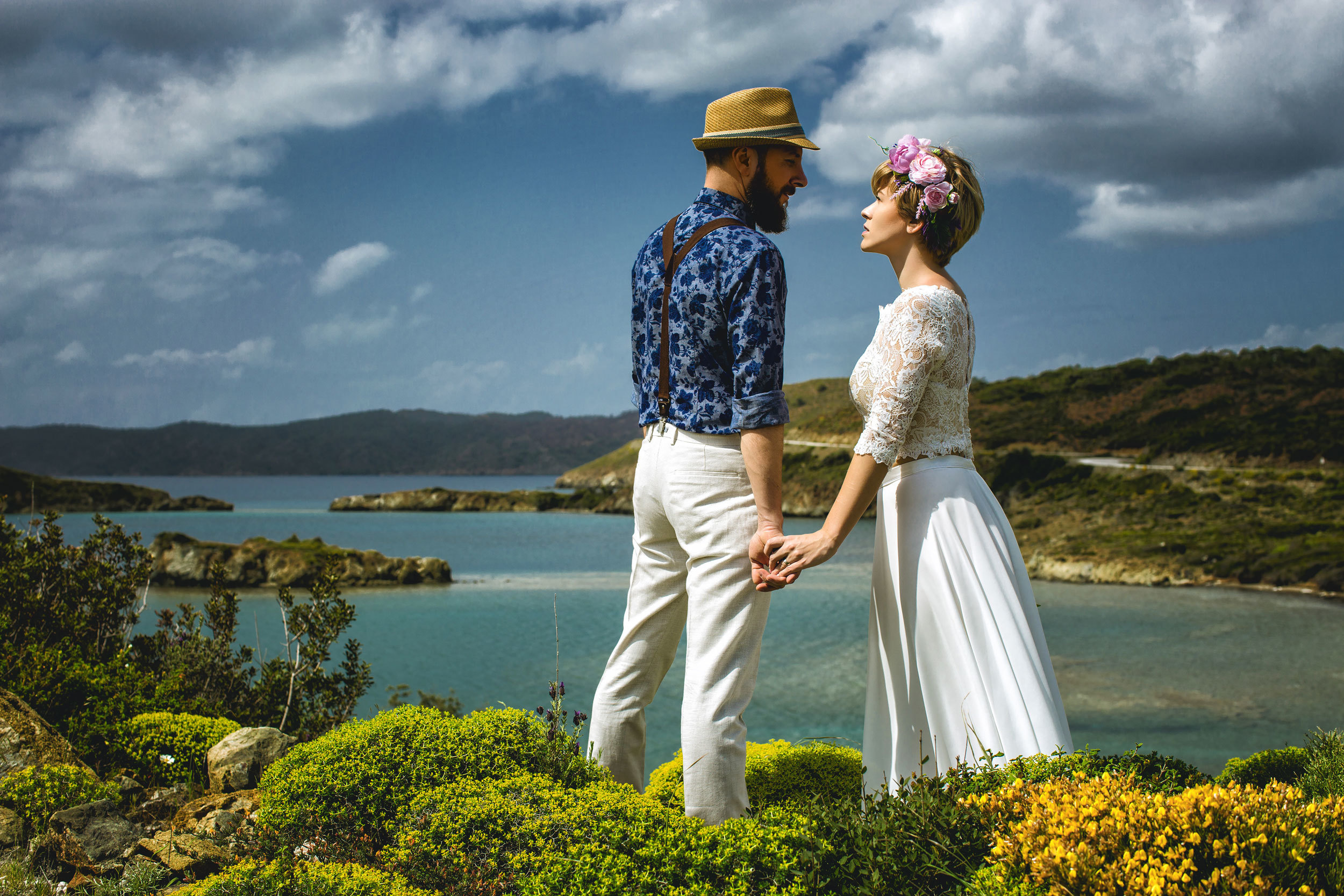 Outdoor wedding photo session on the wild rocky beaches of Amazon. Julia Ganch I Fashion Wedding Photography I Cappadocia Turkey