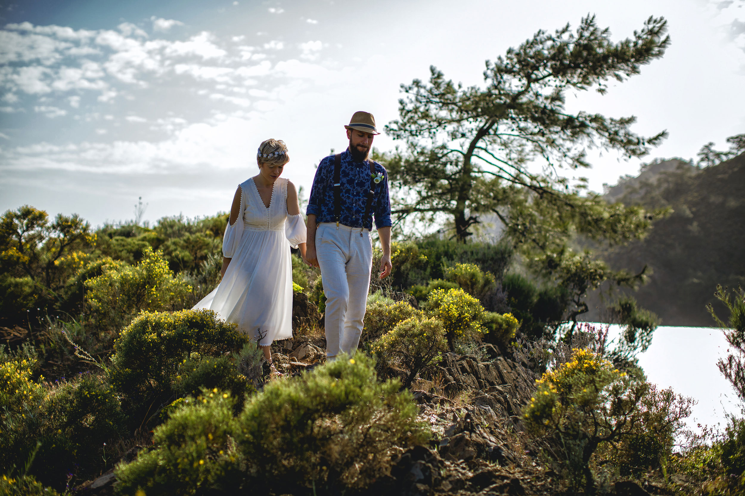 Outdoor wedding photo session on the wild rocky beaches of Amazon. Julia Ganch I Fashion Wedding Photography I Cappadocia Turkey