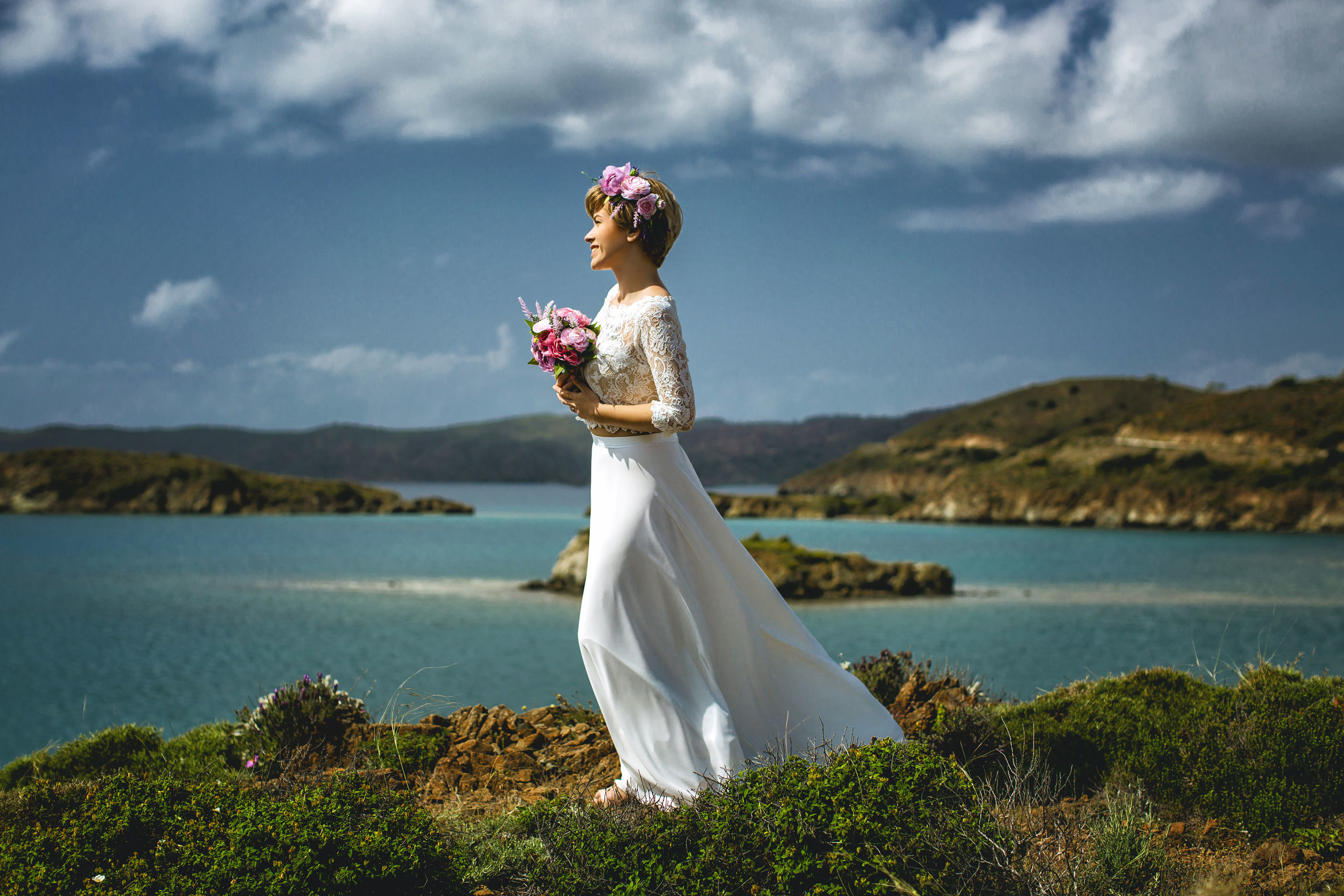 Outdoor wedding photo session on the wild rocky beaches of Amazon. Julia Ganch I Fashion Wedding Photography I Cappadocia Turkey