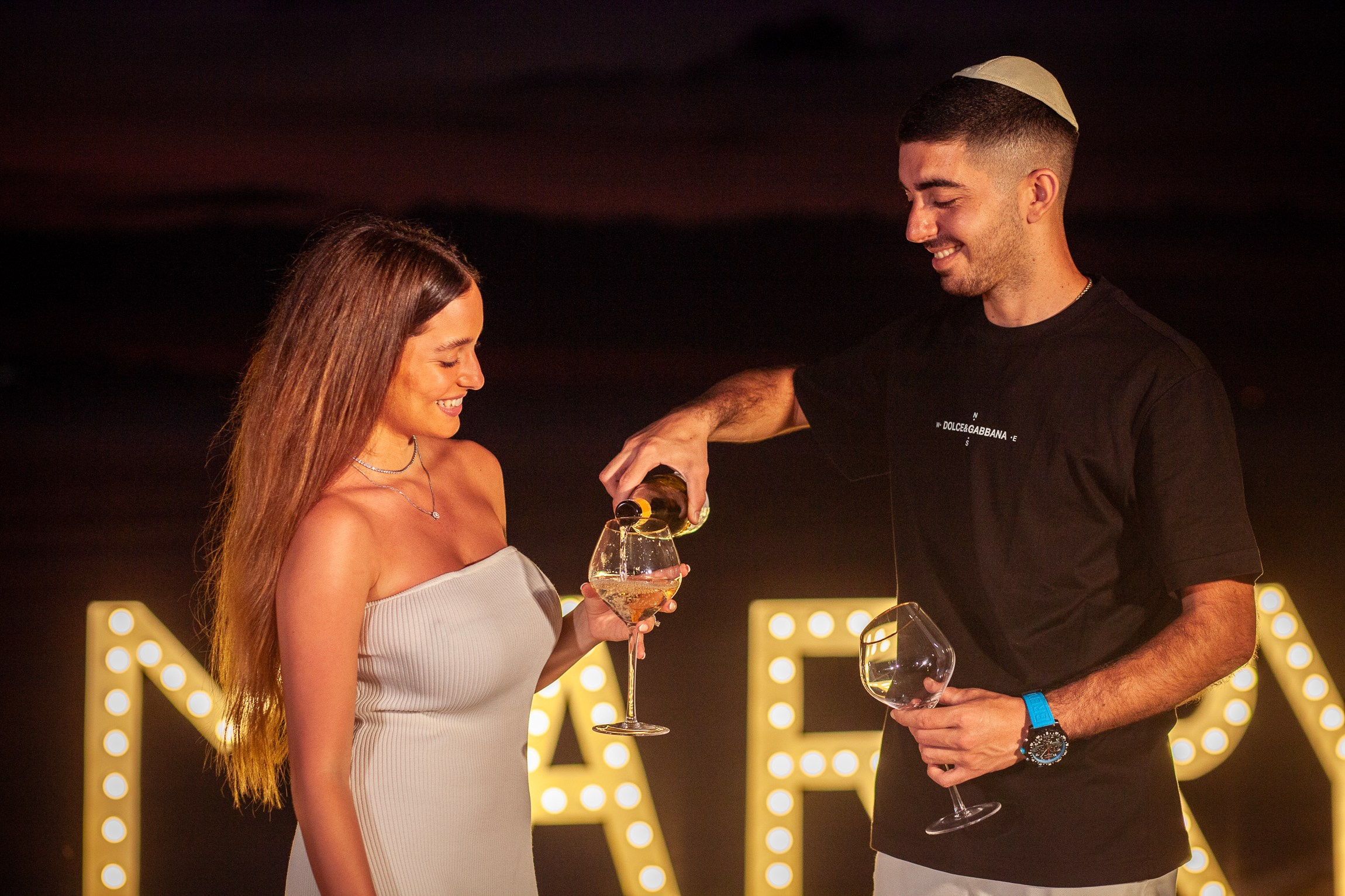 LED letters. Romantic proposal on Koh Samui, Thailand