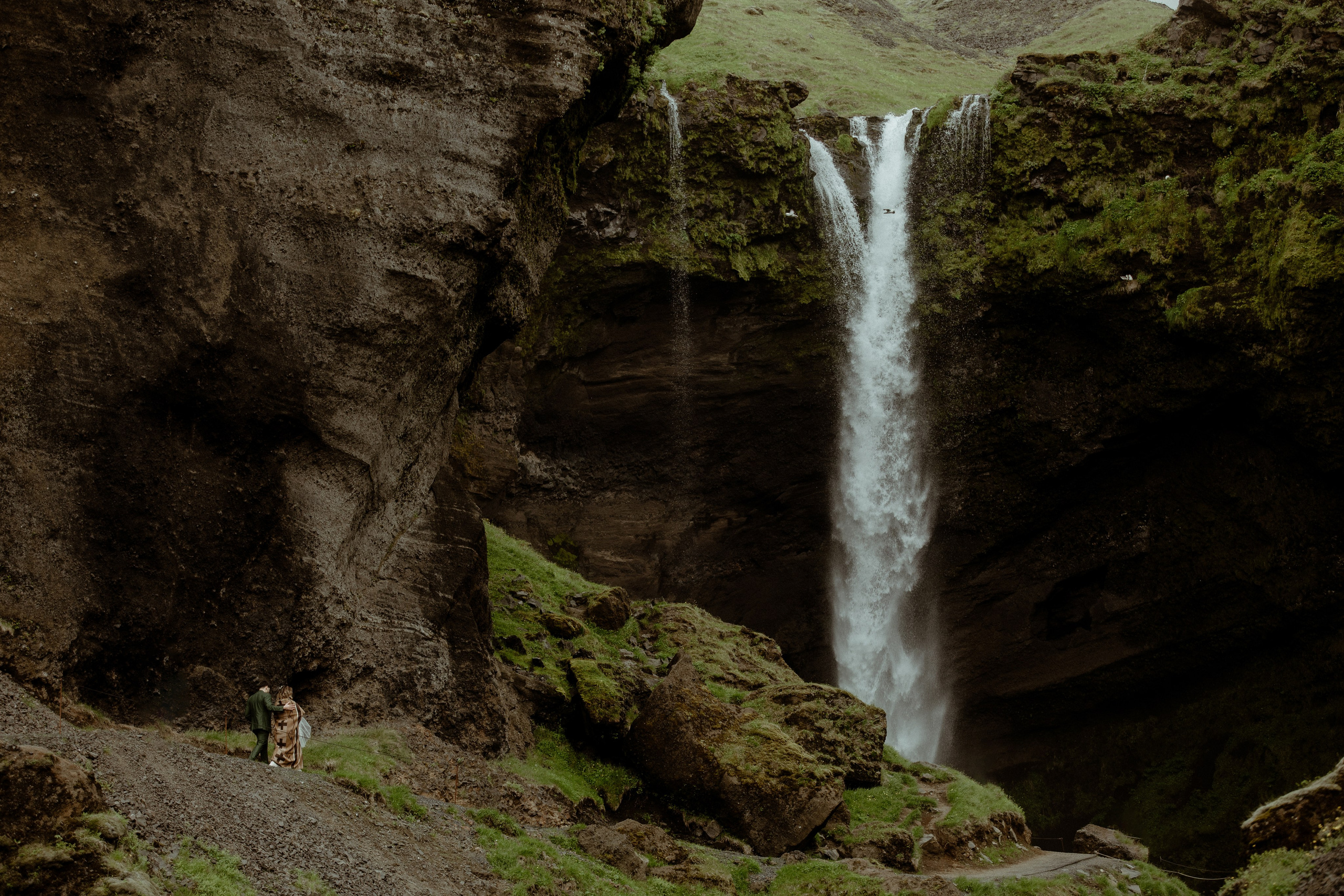 Elopement at Kvernufoss Waterfall. Iceland elopement photographer & videographer