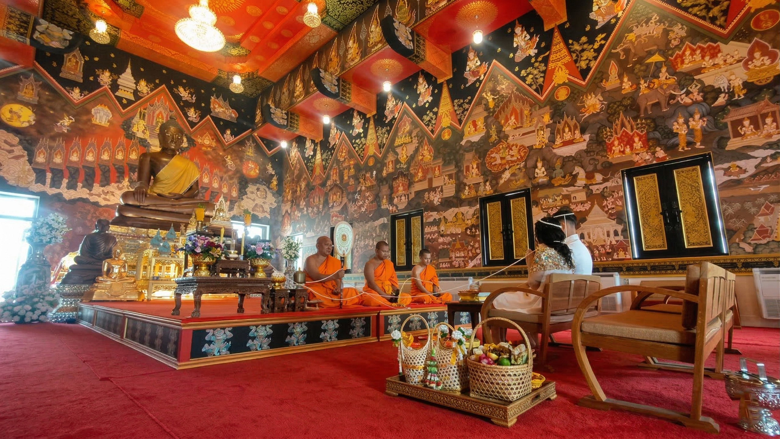 Buddhist blessing wedding Ceremony on Koh Samui, Thailand