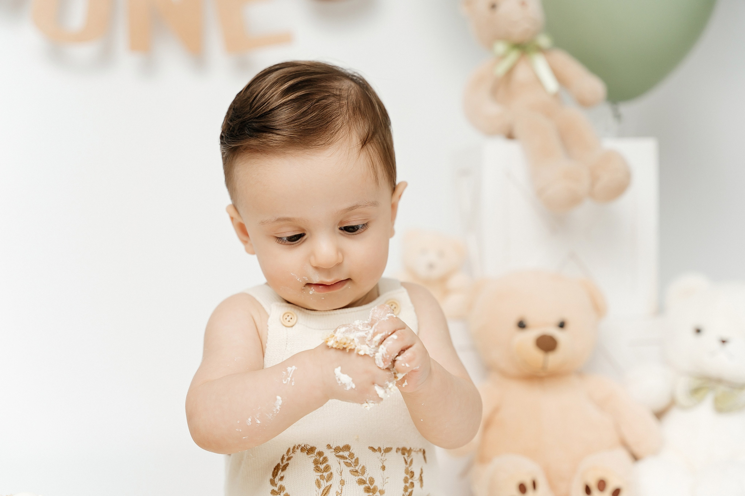 Teddy Bear One Year Cake Smash Photos. Newborn and family photographer. Hills District. Sydney