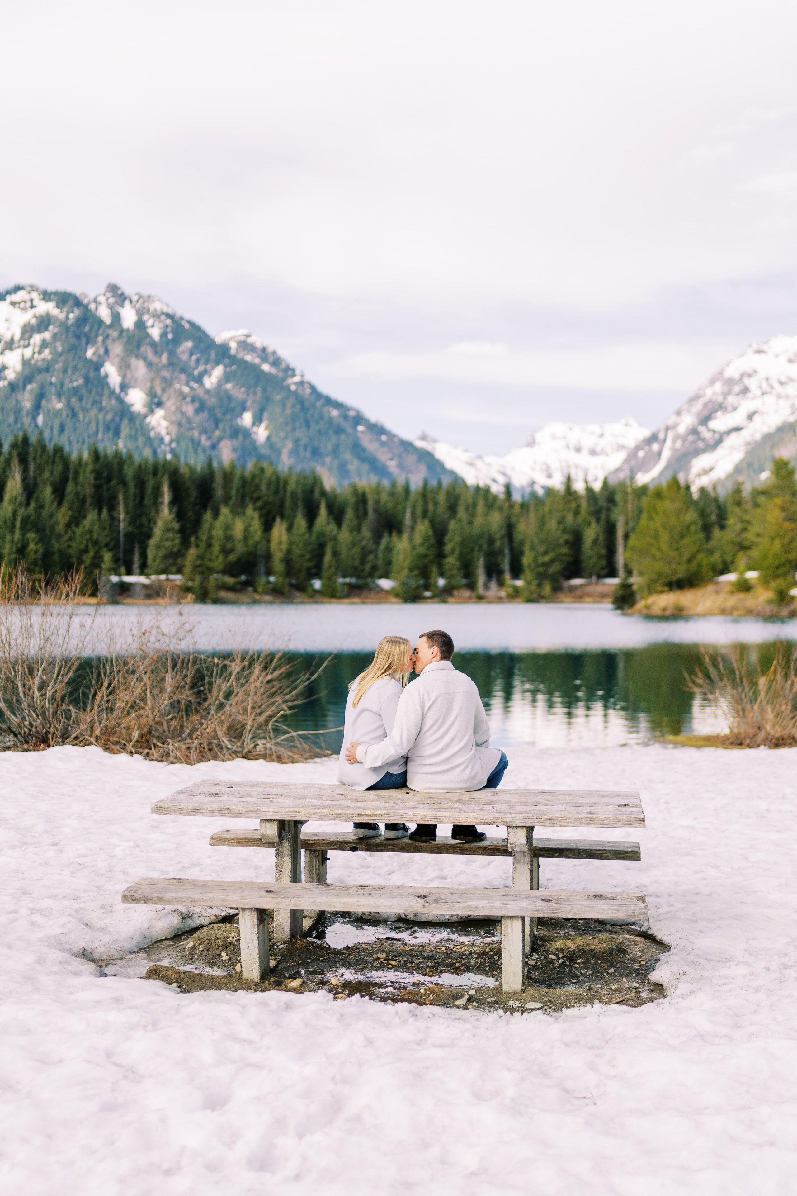 Engagement photo shoot Caitlyn & Riley / April 2024. Gold Creek Pond, WA. EVAN ARISTOV WEDDING PHOTOGRAPHY — Seattle Wedding Photographer