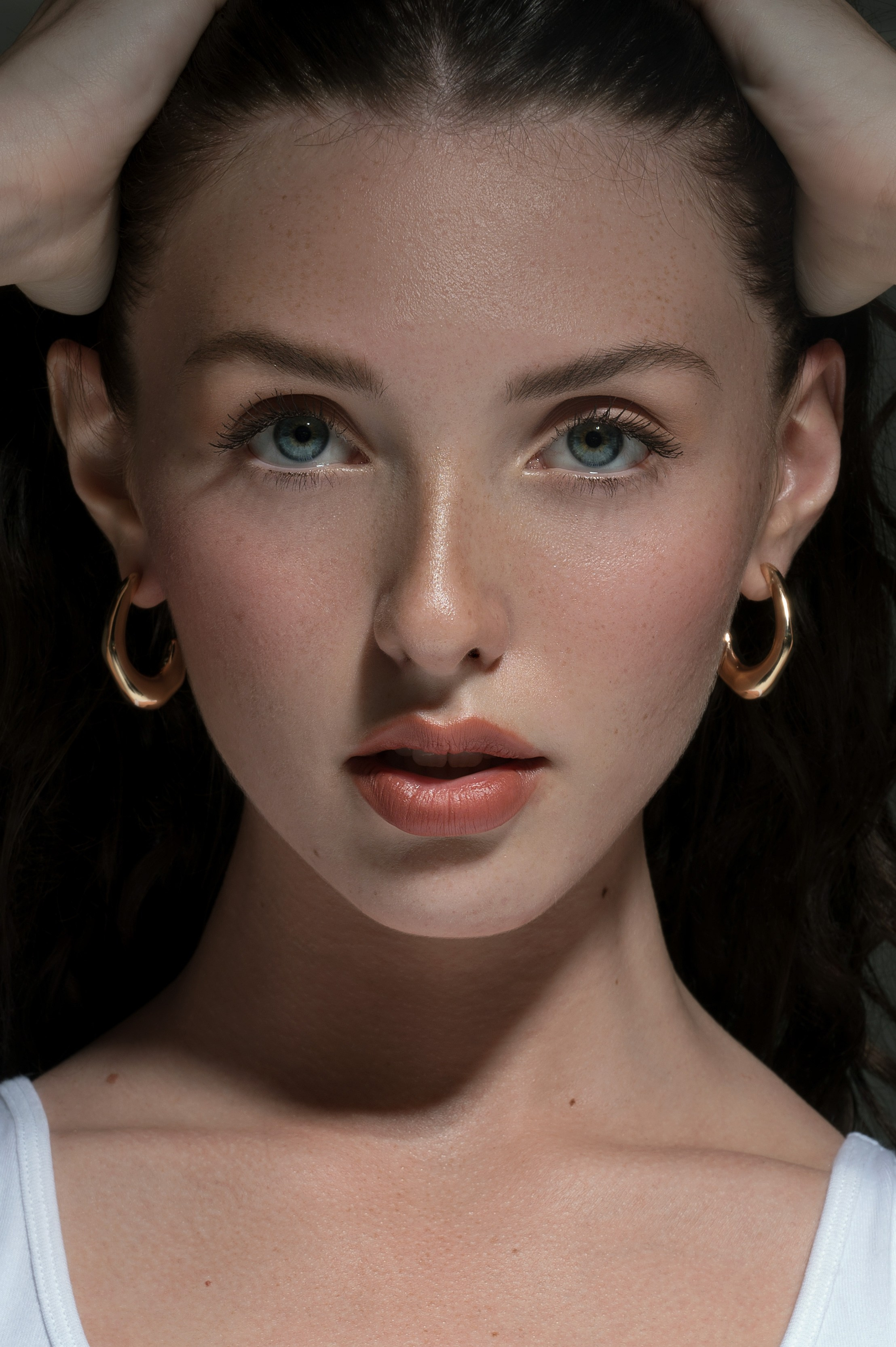 Professional studio beauty photoshoot in San Francisco, featuring high-end retouching for makeup artists.