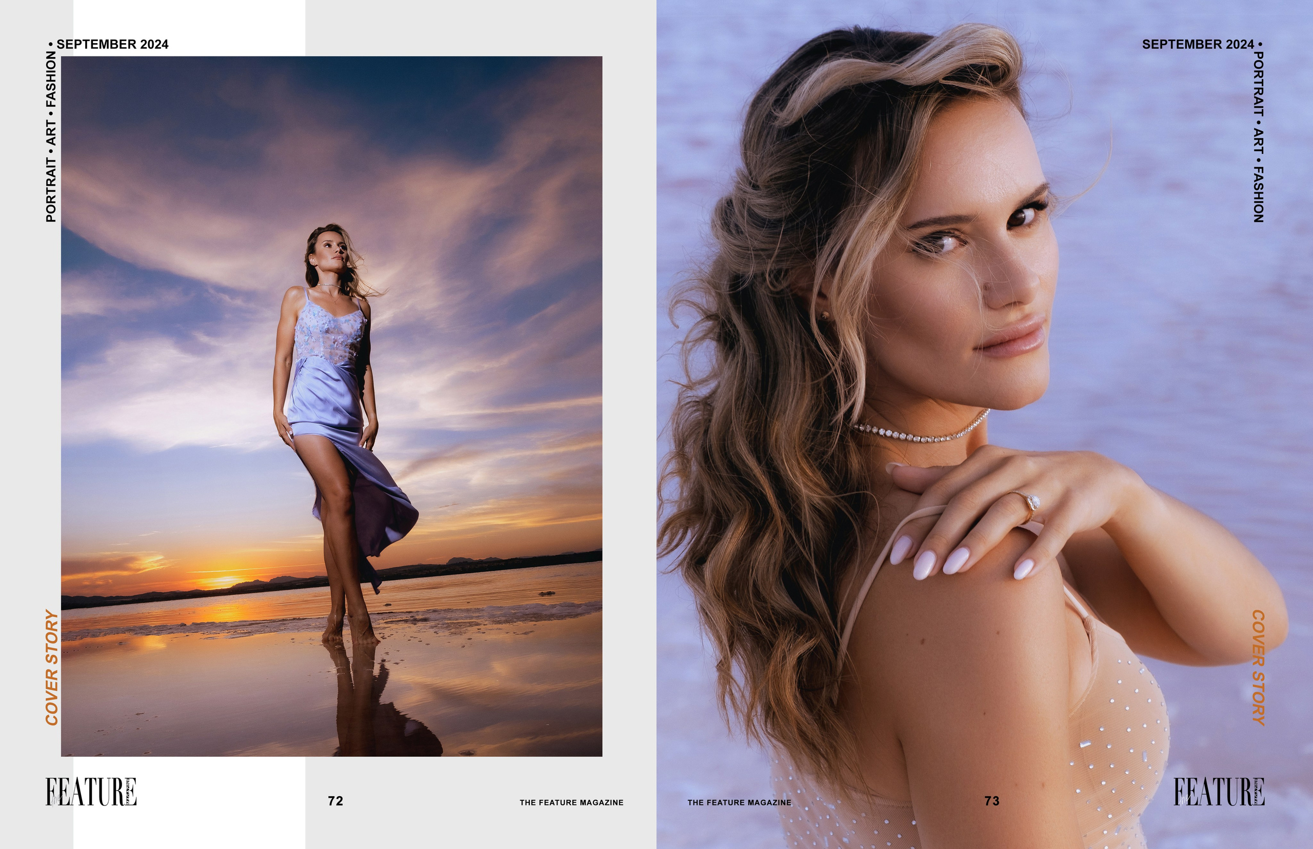 Photos from the pink lake were published in the fashion magazine The Feature Magazine