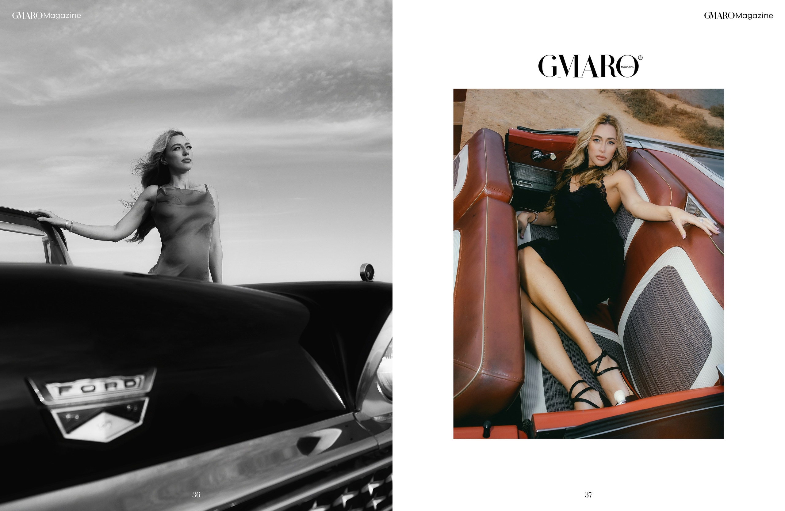 Элегантная съемка у моря с ретро автомобилем в Торревьехе, Аликанте