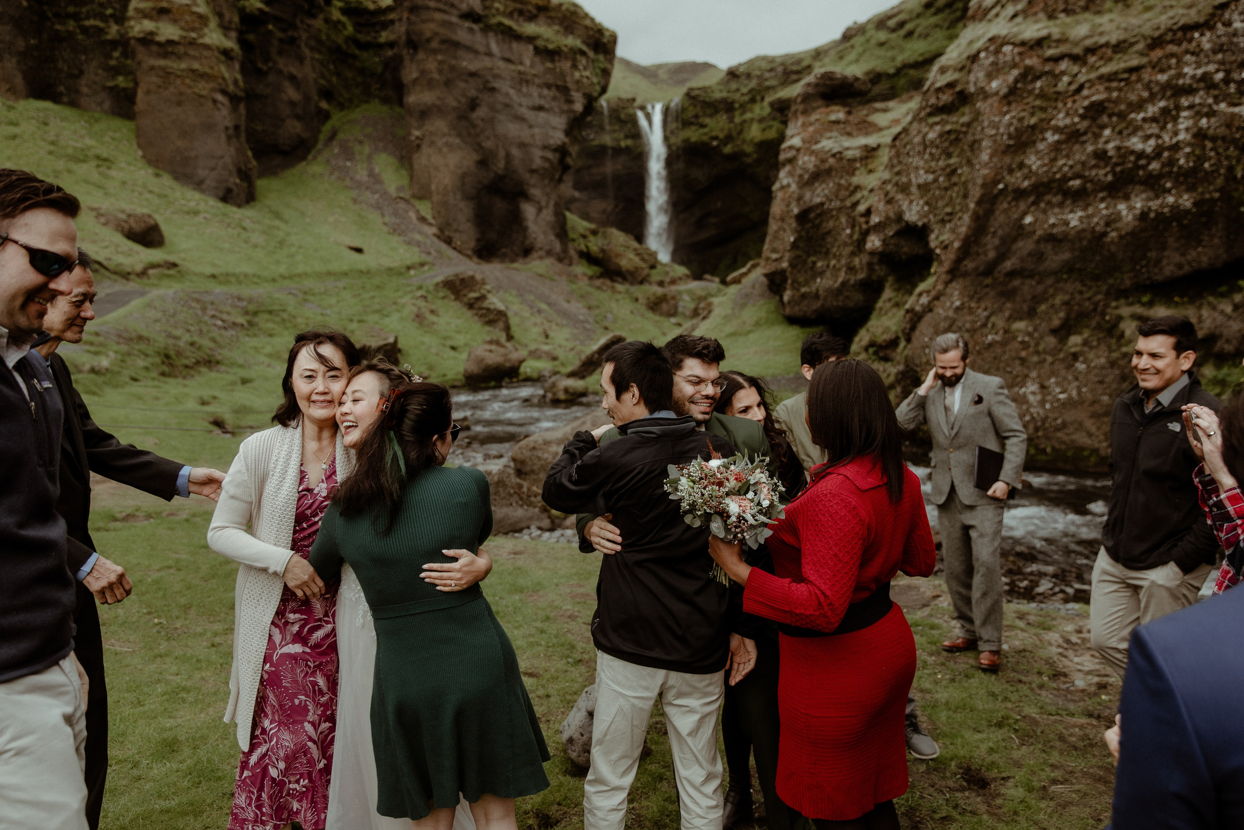 Elopement at Kvernufoss Waterfall. Iceland elopement photographer & videographer