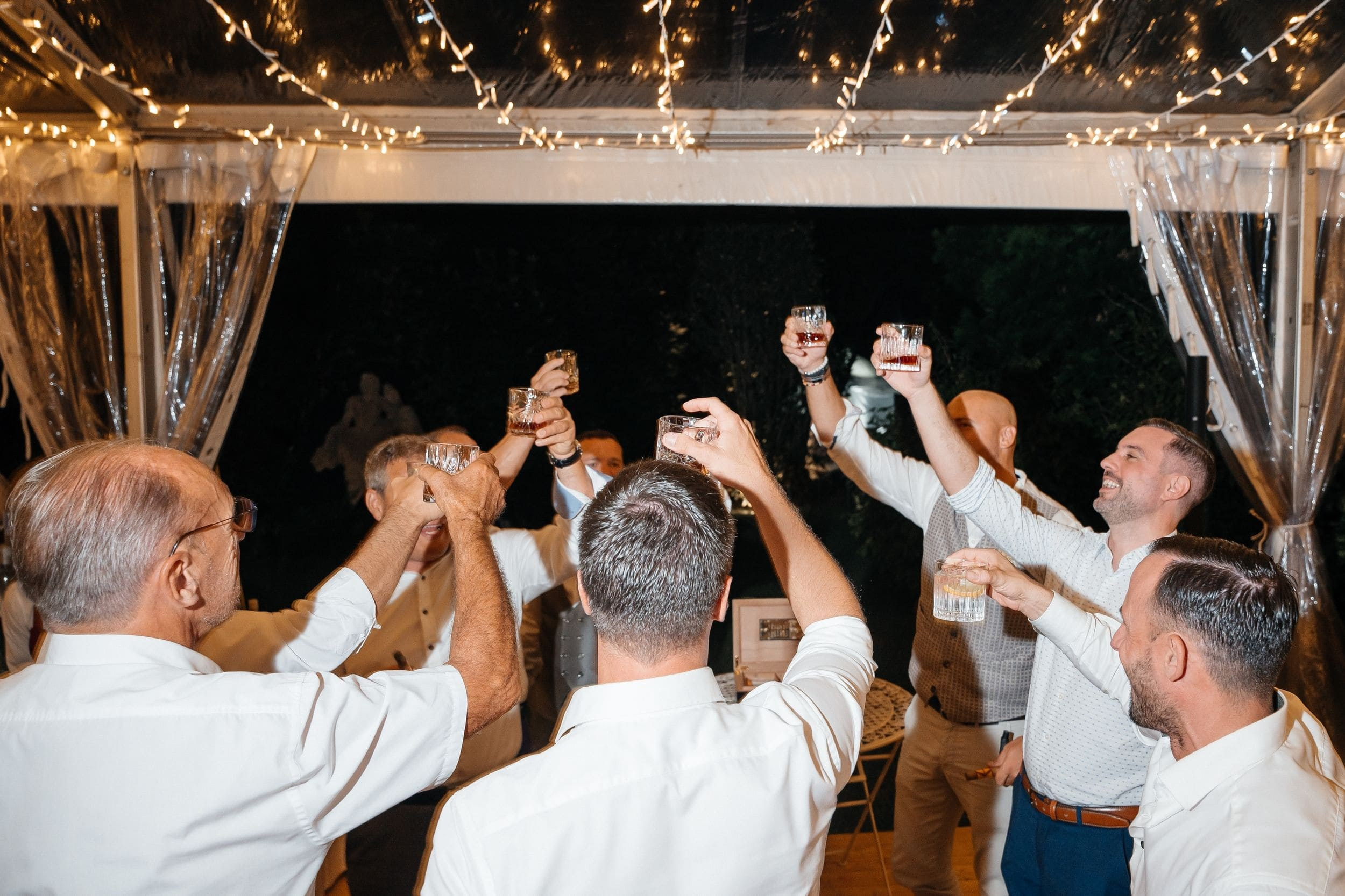 wedding guests drinking at the wedding