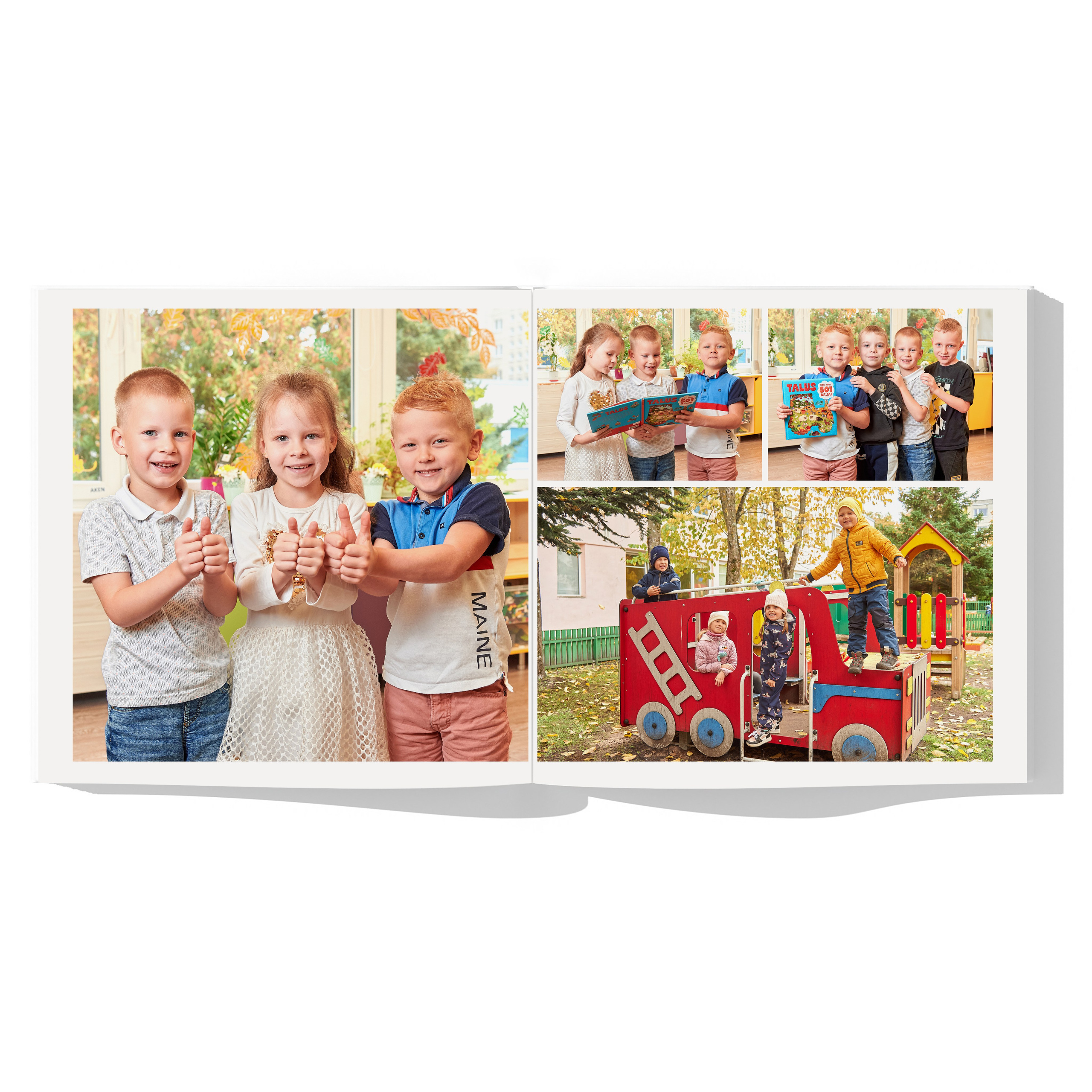 Дети играют с друзьями в группе, фото для альбома