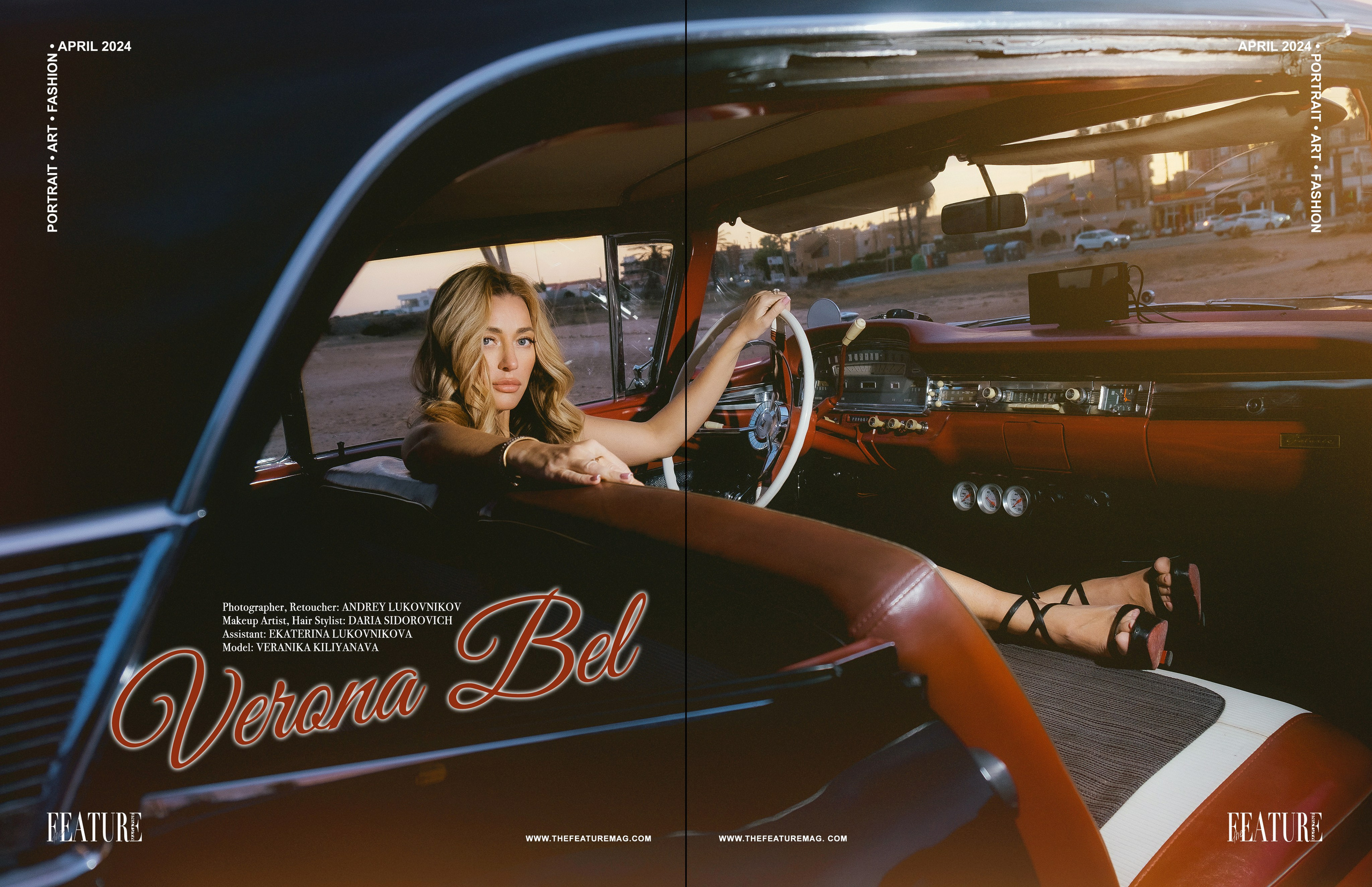 Элегантная съемка у моря с ретро автомобилем в Торревьехе, Аликанте