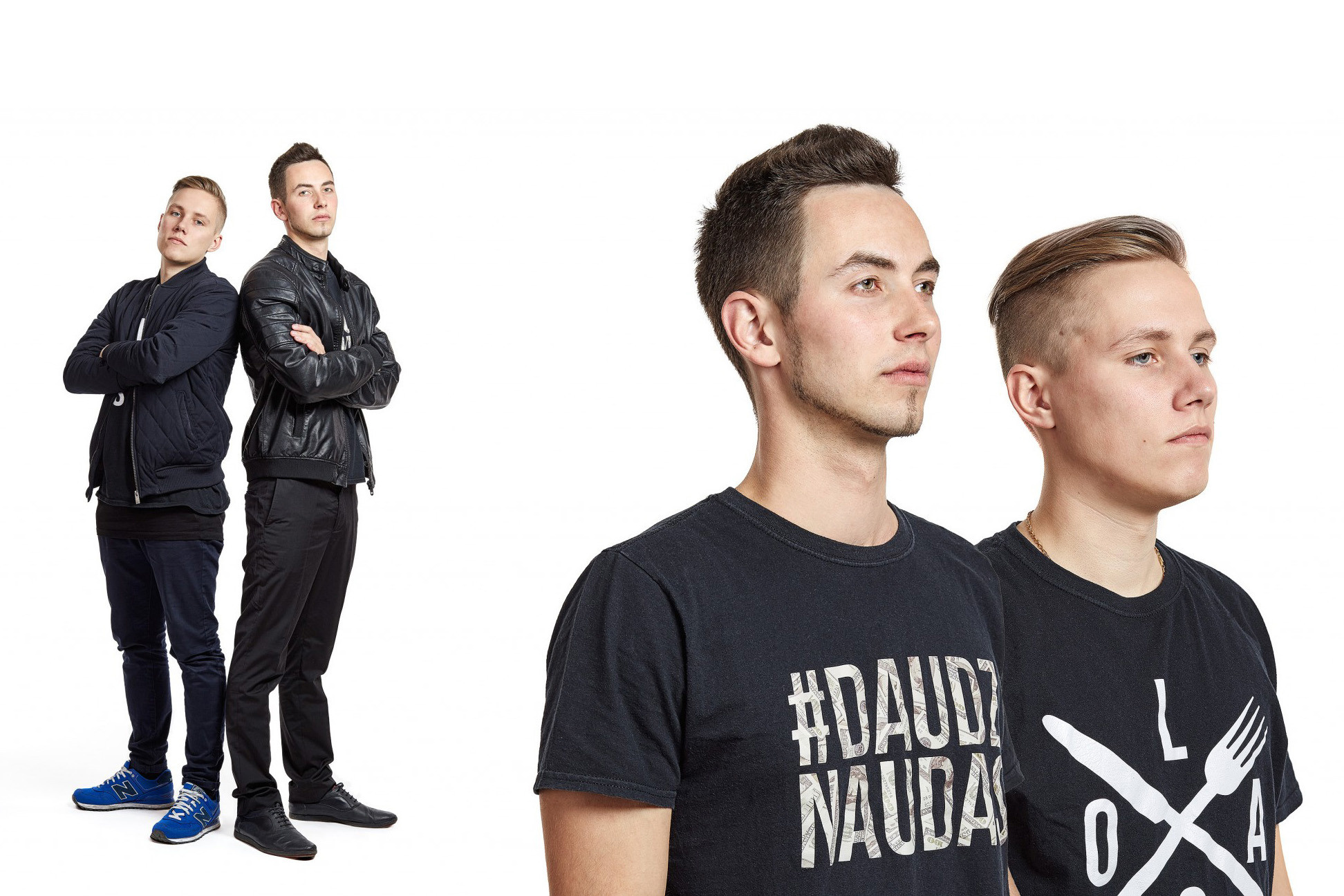 Grupas Olas portrets studijā ar balto fonu