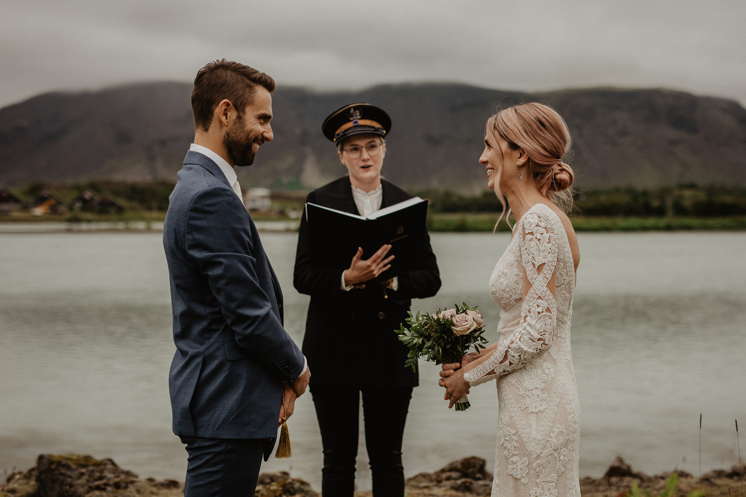 Elopement at Haifoss waterfall. Iceland elopement photographer & videographer