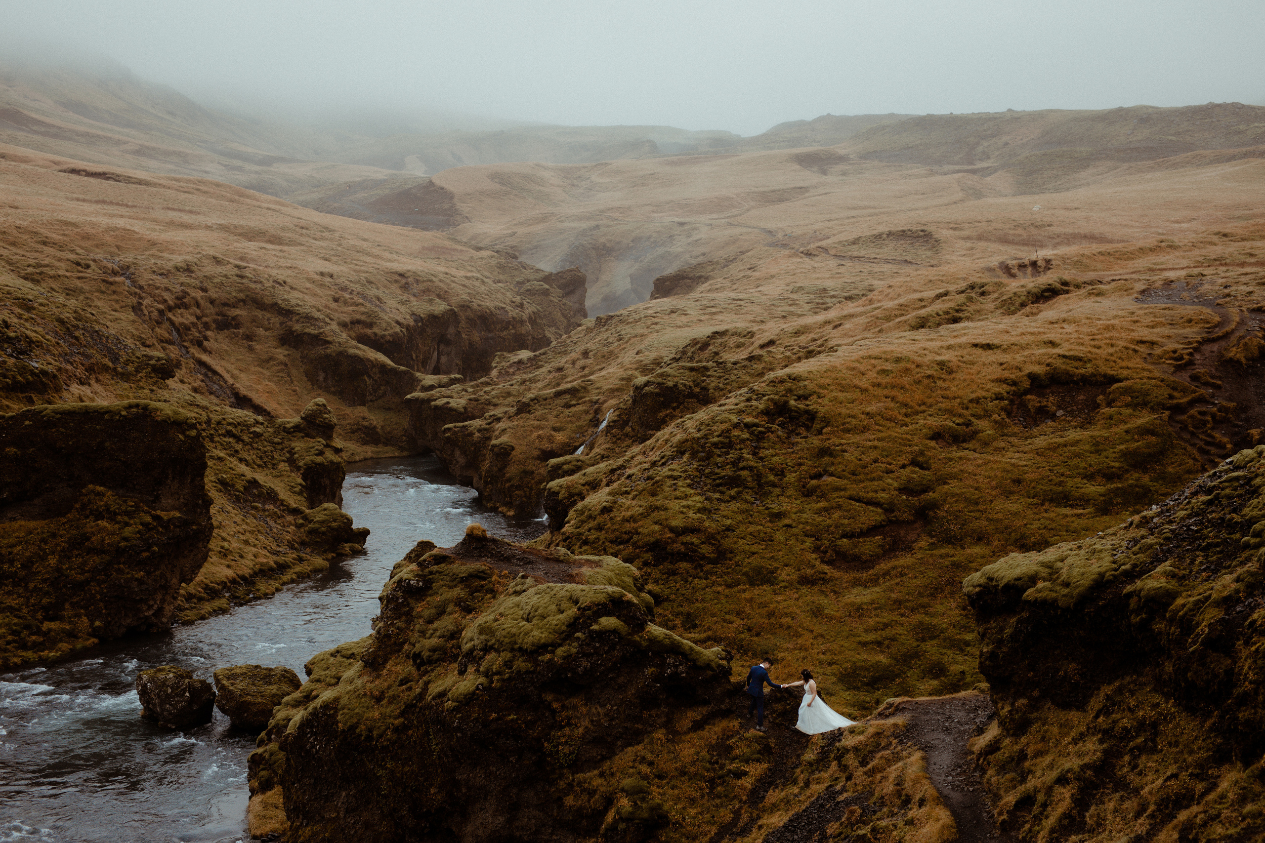 Hidden Waterfalls Iceland Elopement. Iceland elopement photographer & videographer