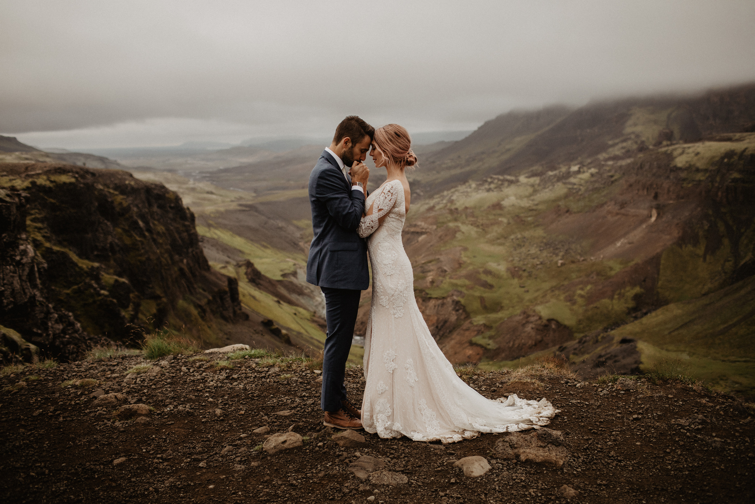 Elopement at Haifoss waterfall. Iceland elopement photographer & videographer
