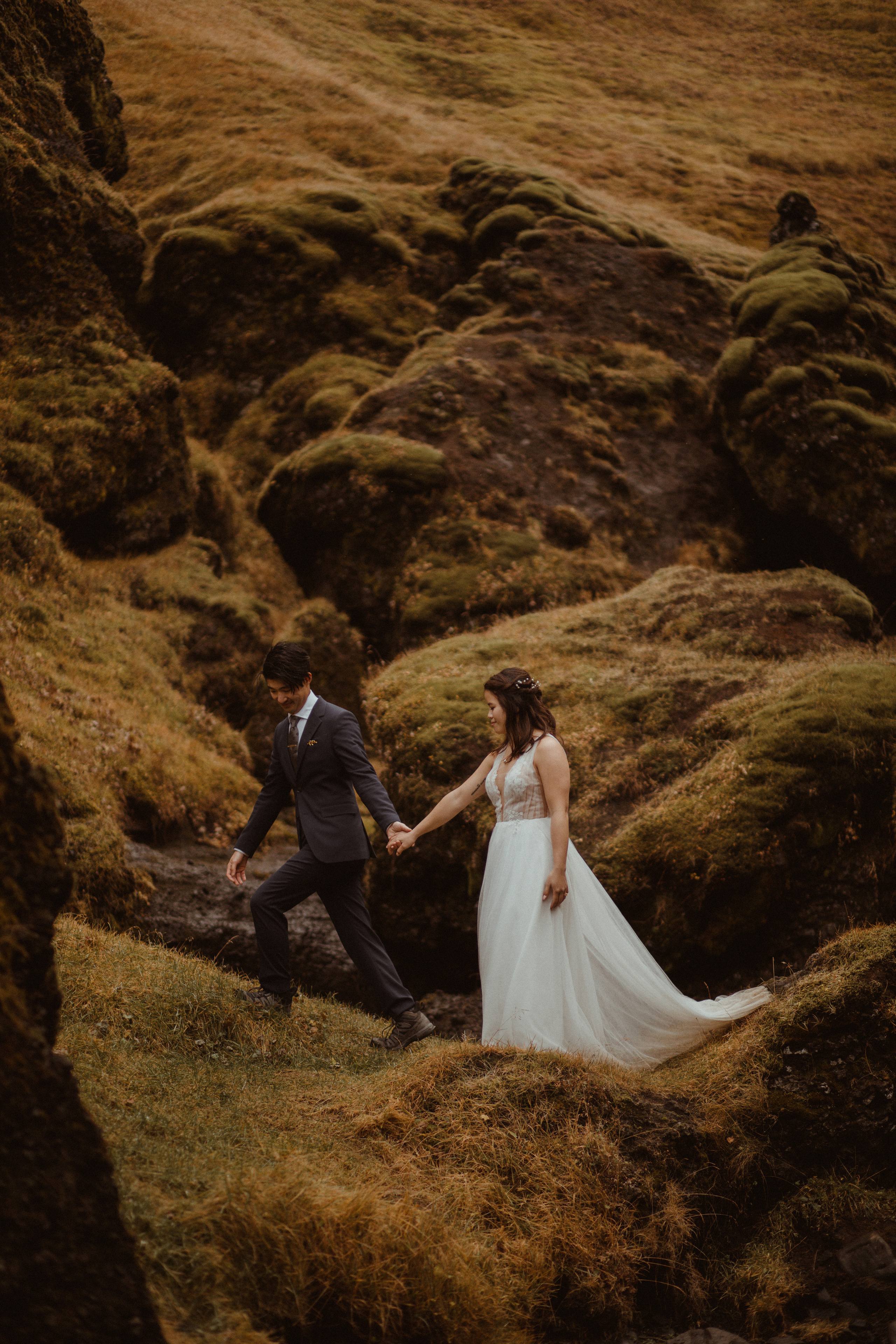 Hidden Waterfalls Iceland Elopement. Iceland elopement photographer & videographer
