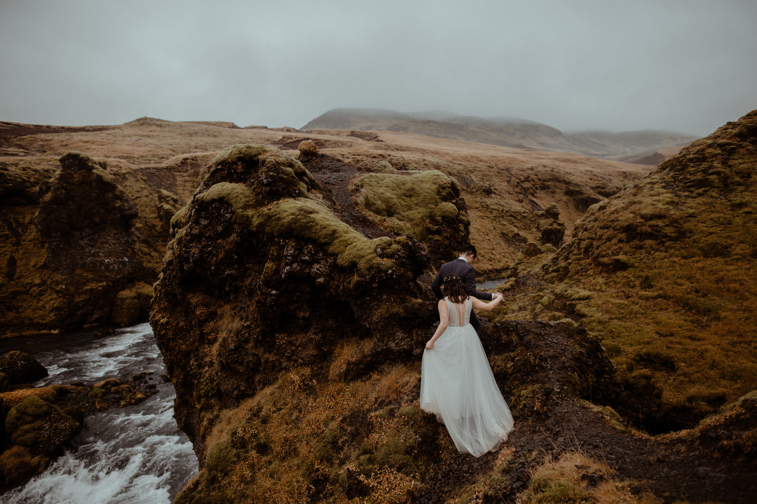 Hidden Waterfalls Iceland Elopement. Iceland elopement photographer & videographer