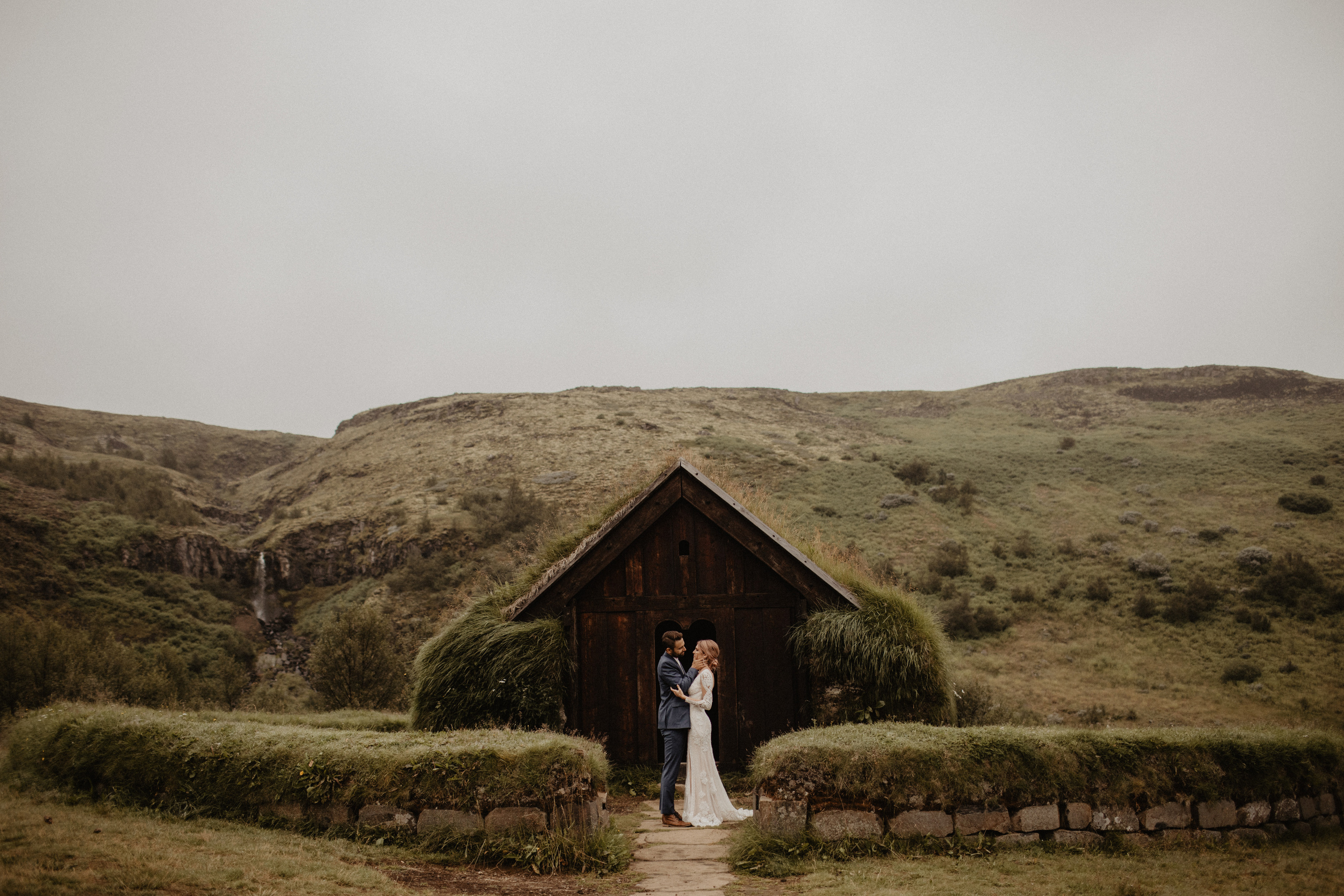 Elopement at Haifoss waterfall. Iceland elopement photographer & videographer