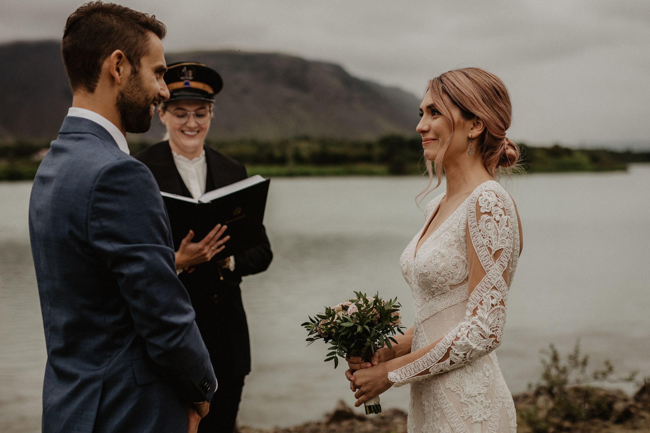 Elopement at Haifoss waterfall. Iceland elopement photographer & videographer