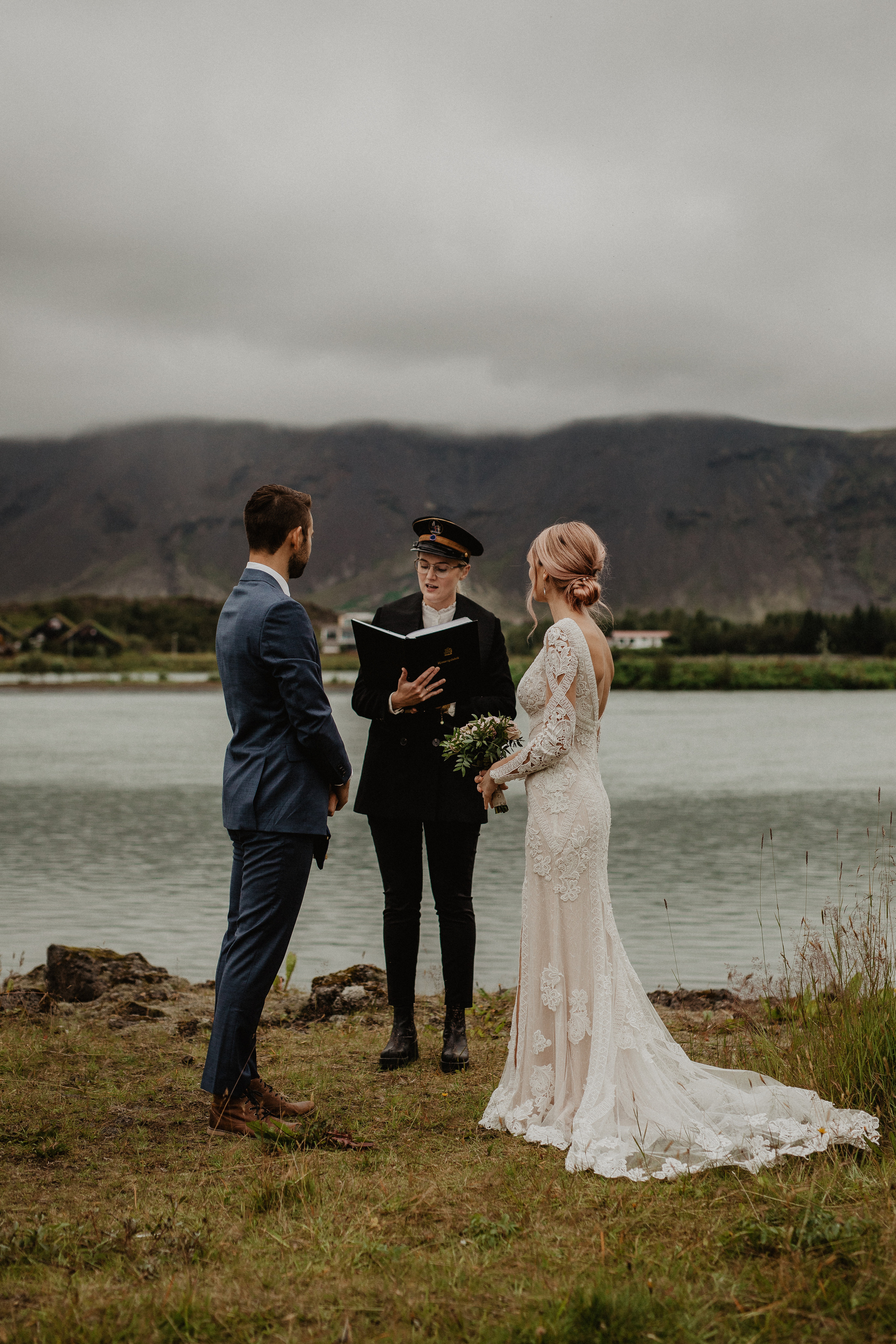 Elopement at Haifoss waterfall. Iceland elopement photographer & videographer