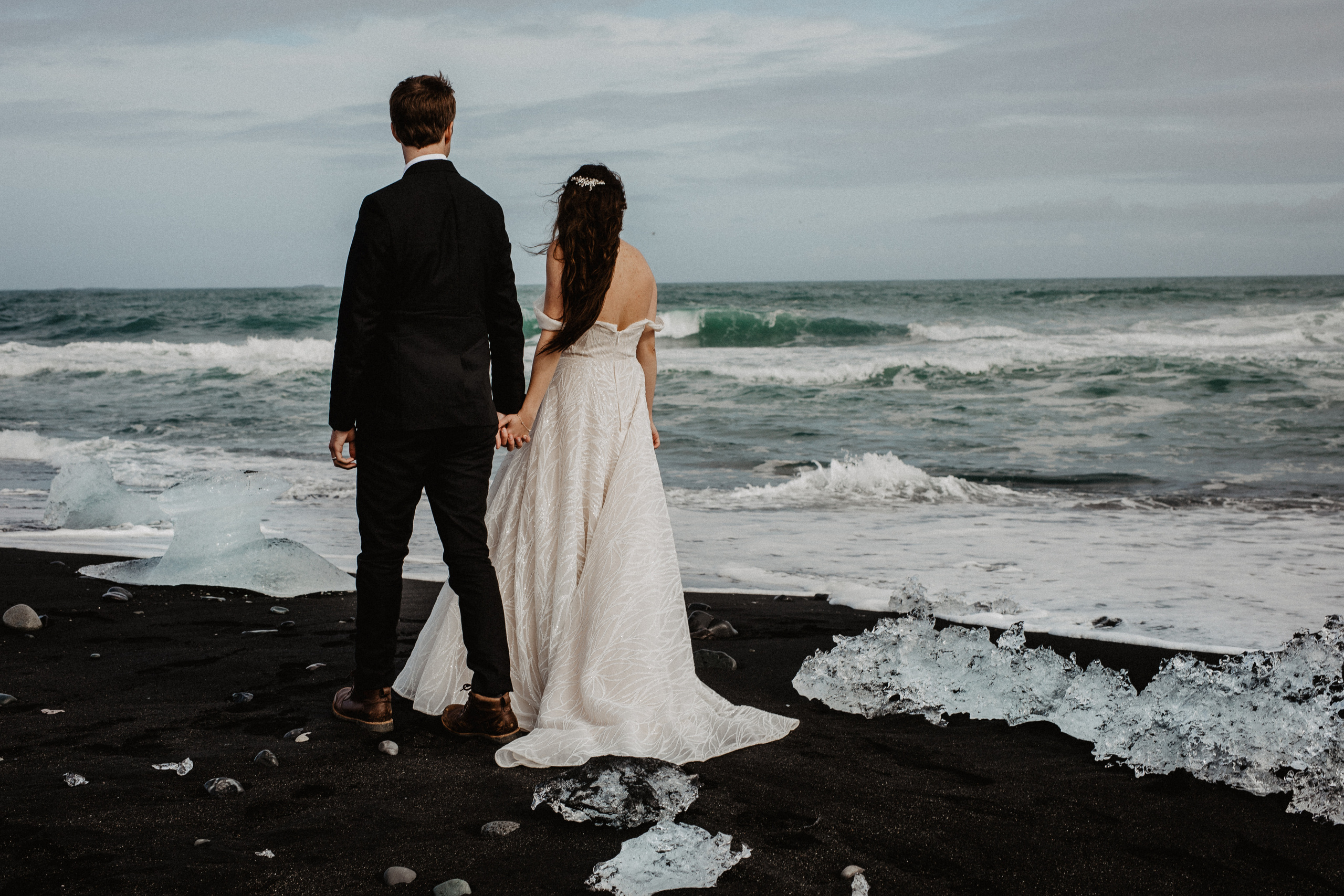 elopement at diamond black beach Iceland