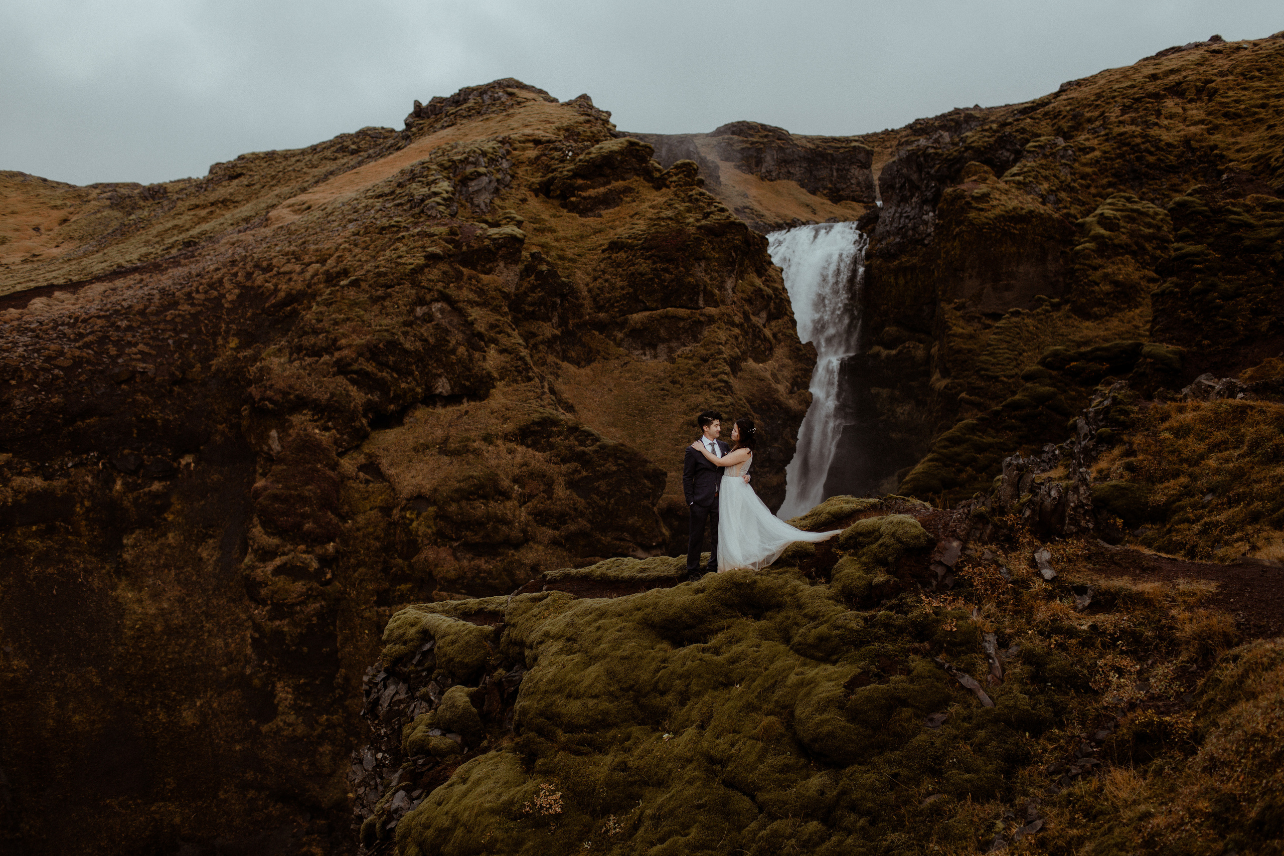 Hidden Waterfalls Iceland Elopement. Iceland elopement photographer & videographer