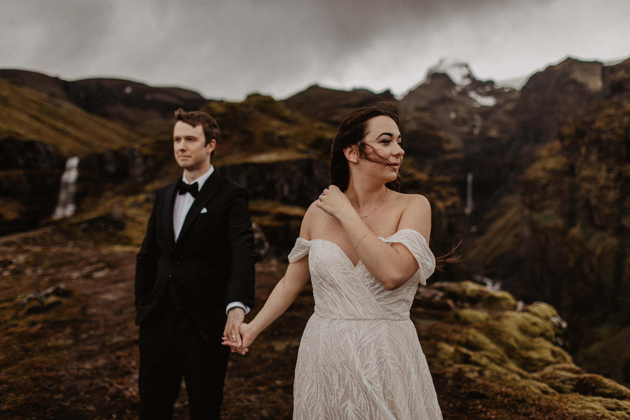Elopement at secret canyon Iceland and diamond black beach. Iceland elopement photographer & videographer
