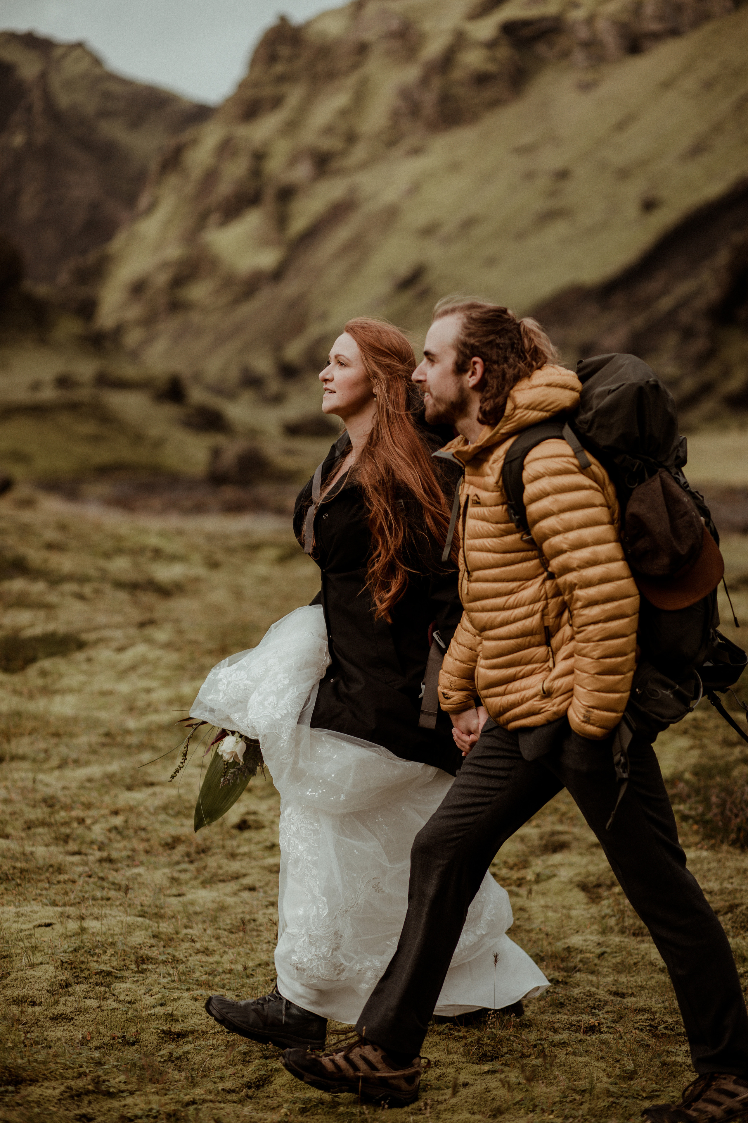 Ceremony at secret waterfall Iceland. Iceland elopement photographer & videographer