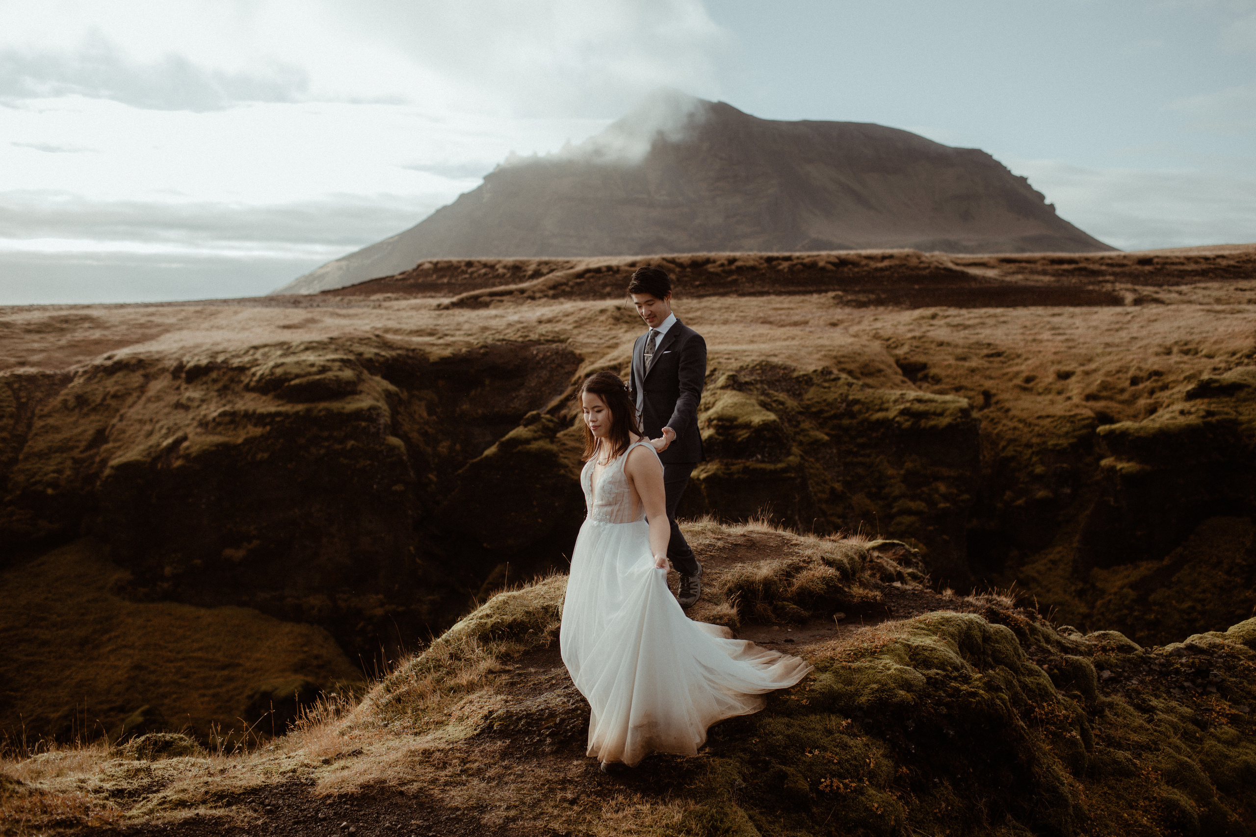Hidden Waterfalls Iceland Elopement. Iceland elopement photographer & videographer