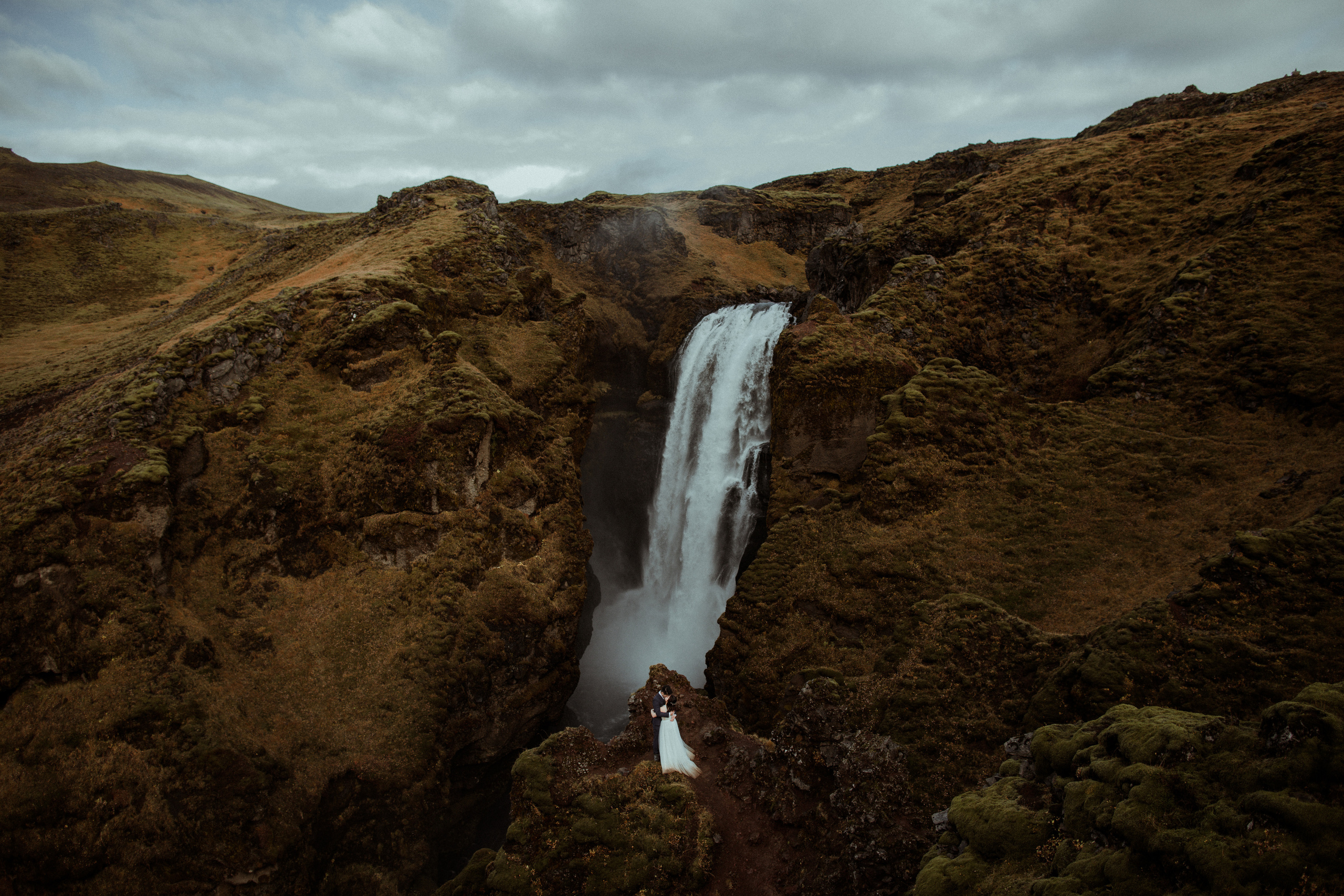Hidden Waterfalls Iceland Elopement. Iceland elopement photographer & videographer