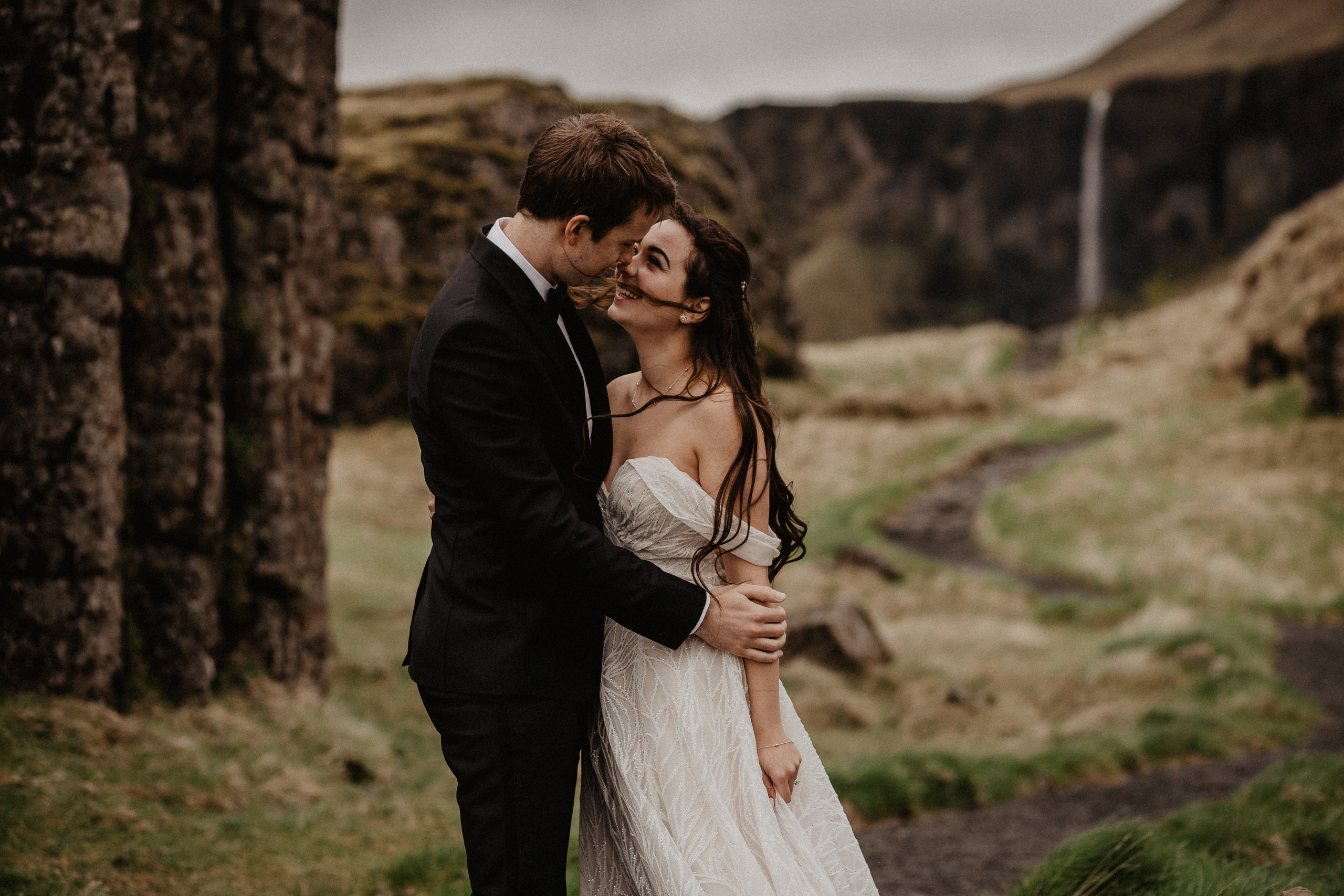 Elopement at secret canyon Iceland and diamond black beach. Iceland elopement photographer & videographer