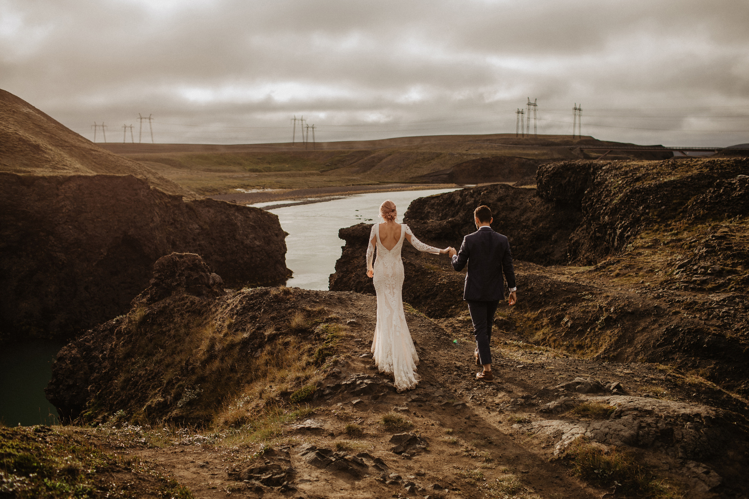 Elopement at Haifoss waterfall. Iceland elopement photographer & videographer