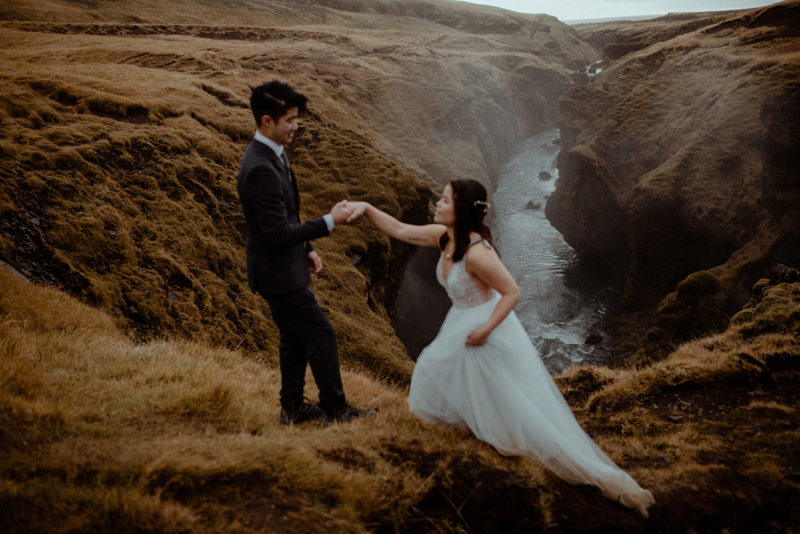 Hidden Waterfalls Iceland Elopement. Iceland elopement photographer & videographer