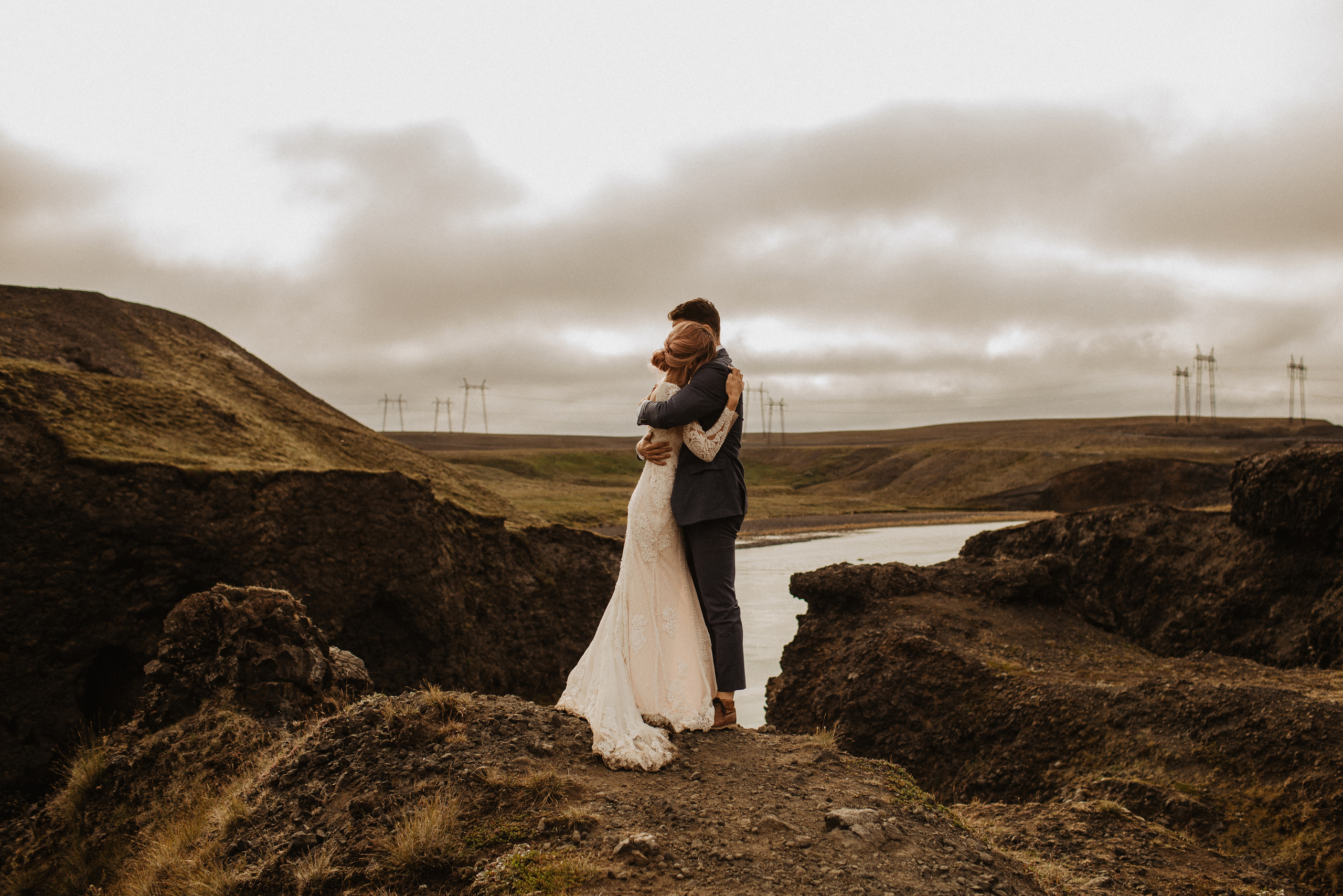 Elopement at Haifoss waterfall. Iceland elopement photographer & videographer