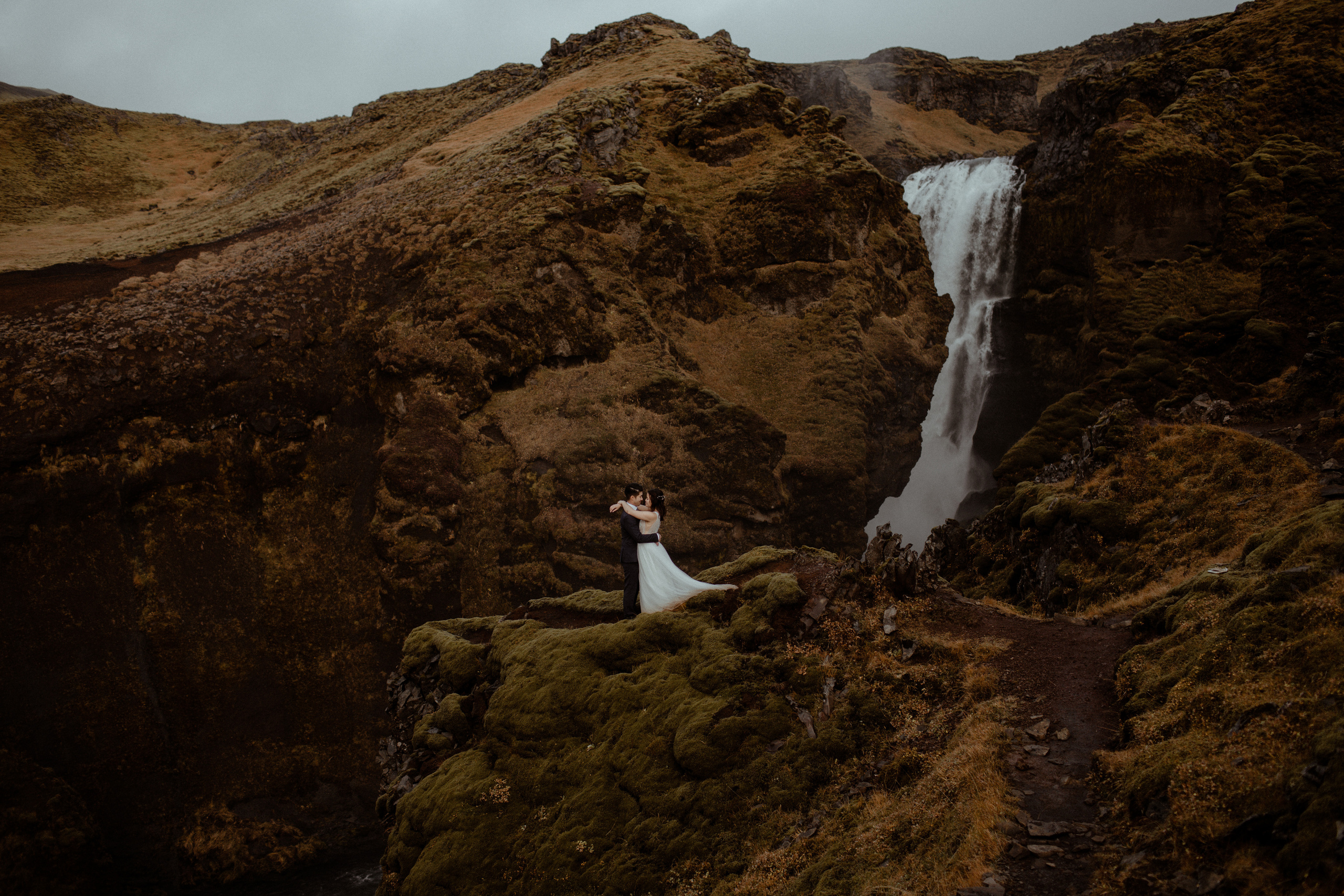Hidden Waterfalls Iceland Elopement. Iceland elopement photographer & videographer