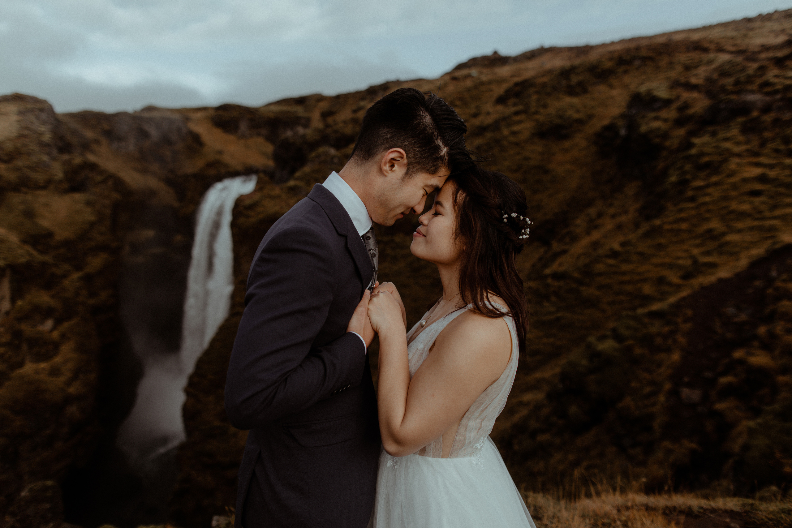 Hidden Waterfalls Iceland Elopement. Iceland elopement photographer & videographer