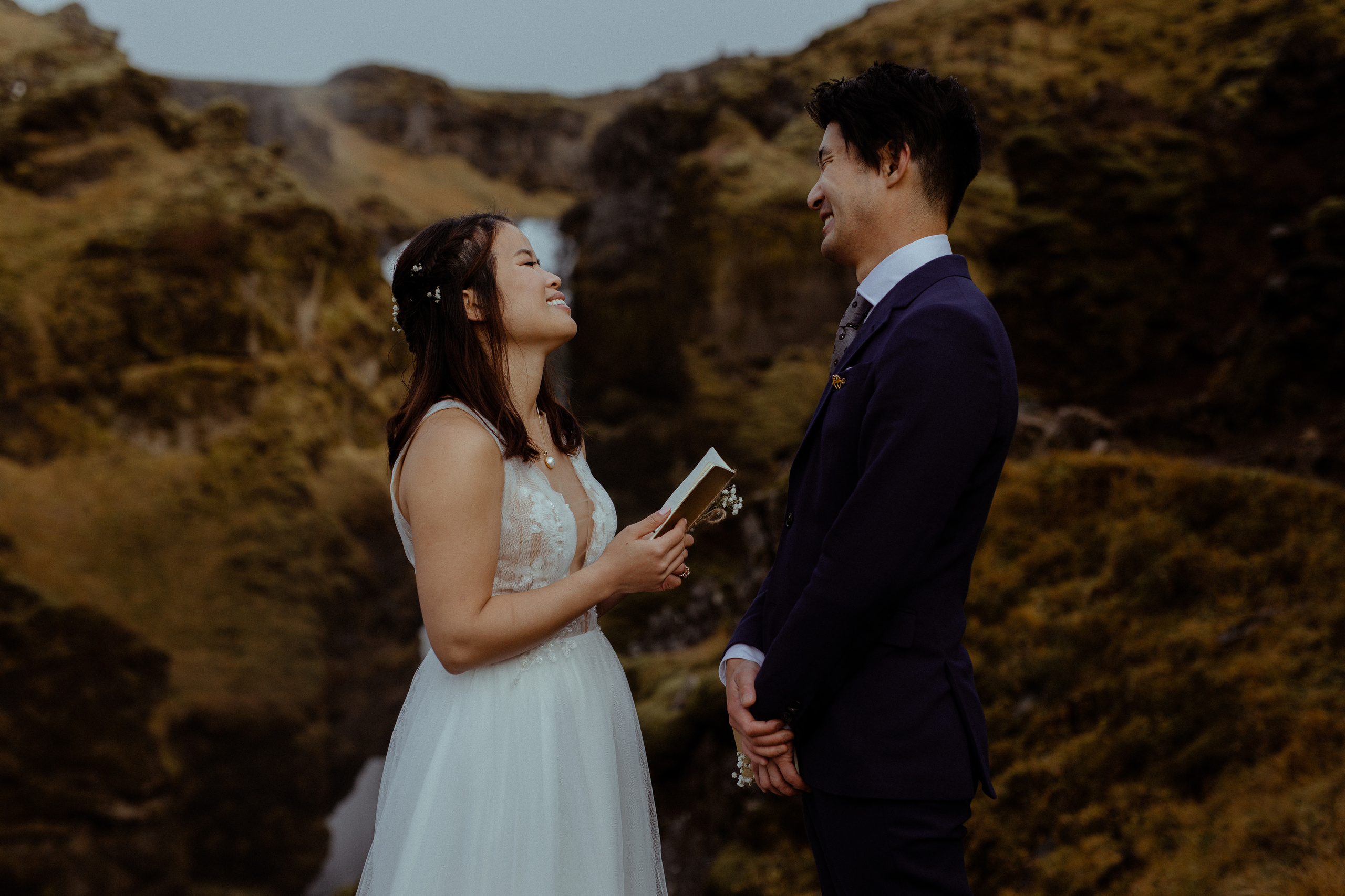 Hidden Waterfalls Iceland Elopement. Iceland elopement photographer & videographer