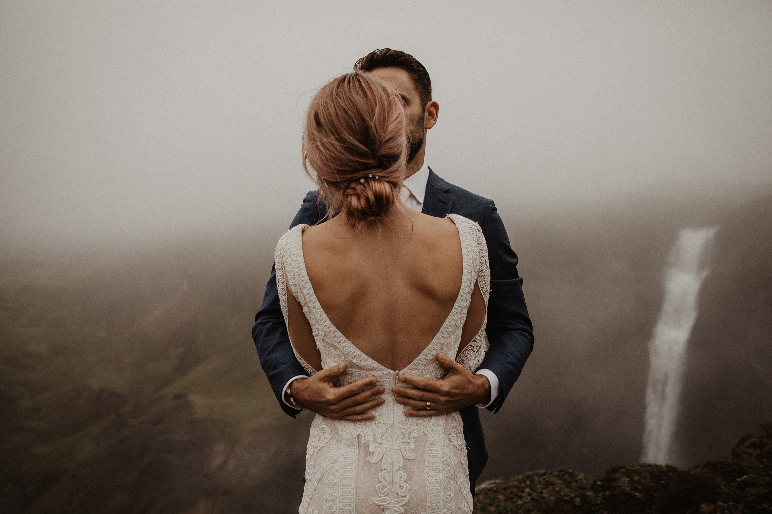 Elopement at Haifoss waterfall. Iceland elopement photographer & videographer