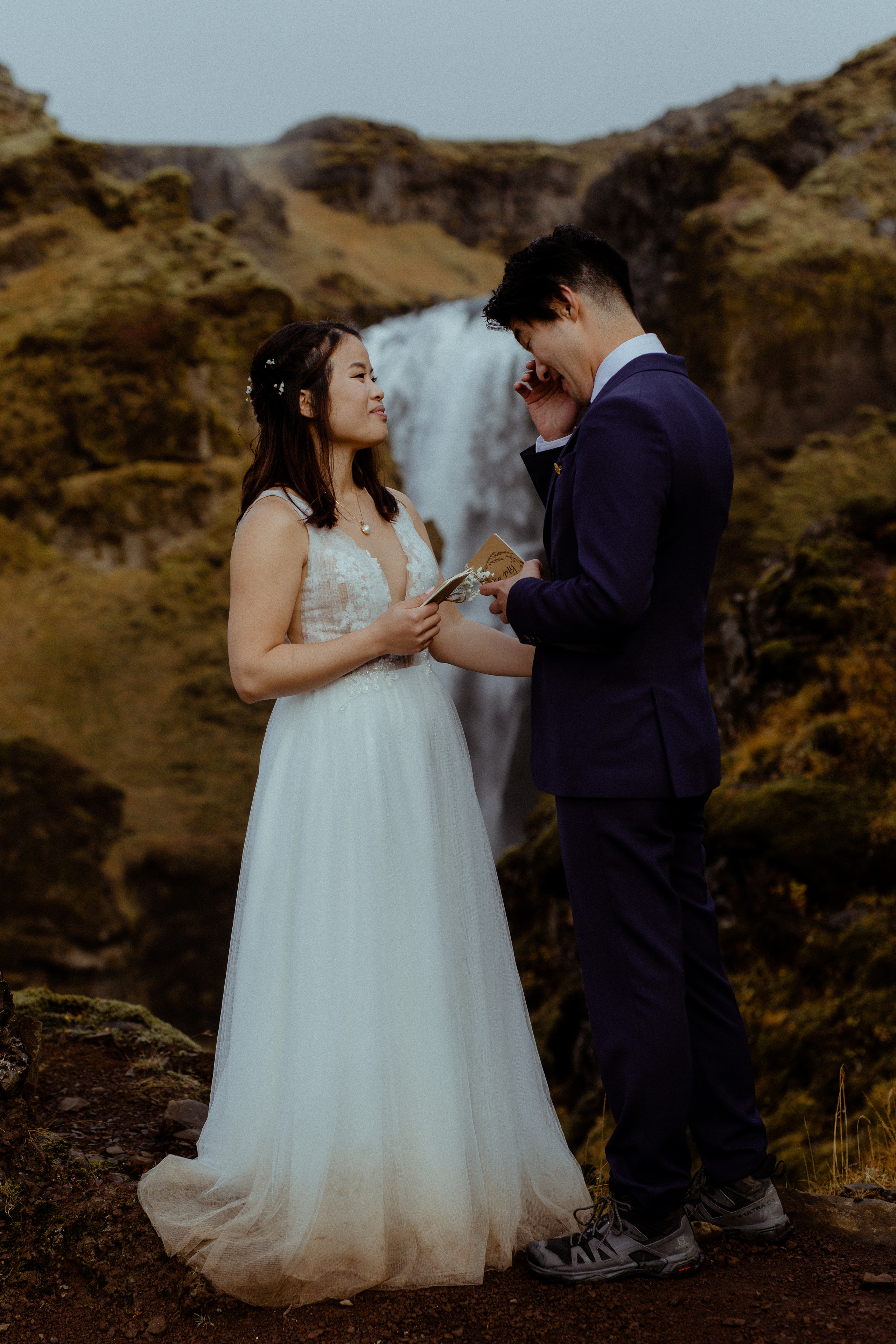 Hidden Waterfalls Iceland Elopement. Iceland elopement photographer & videographer