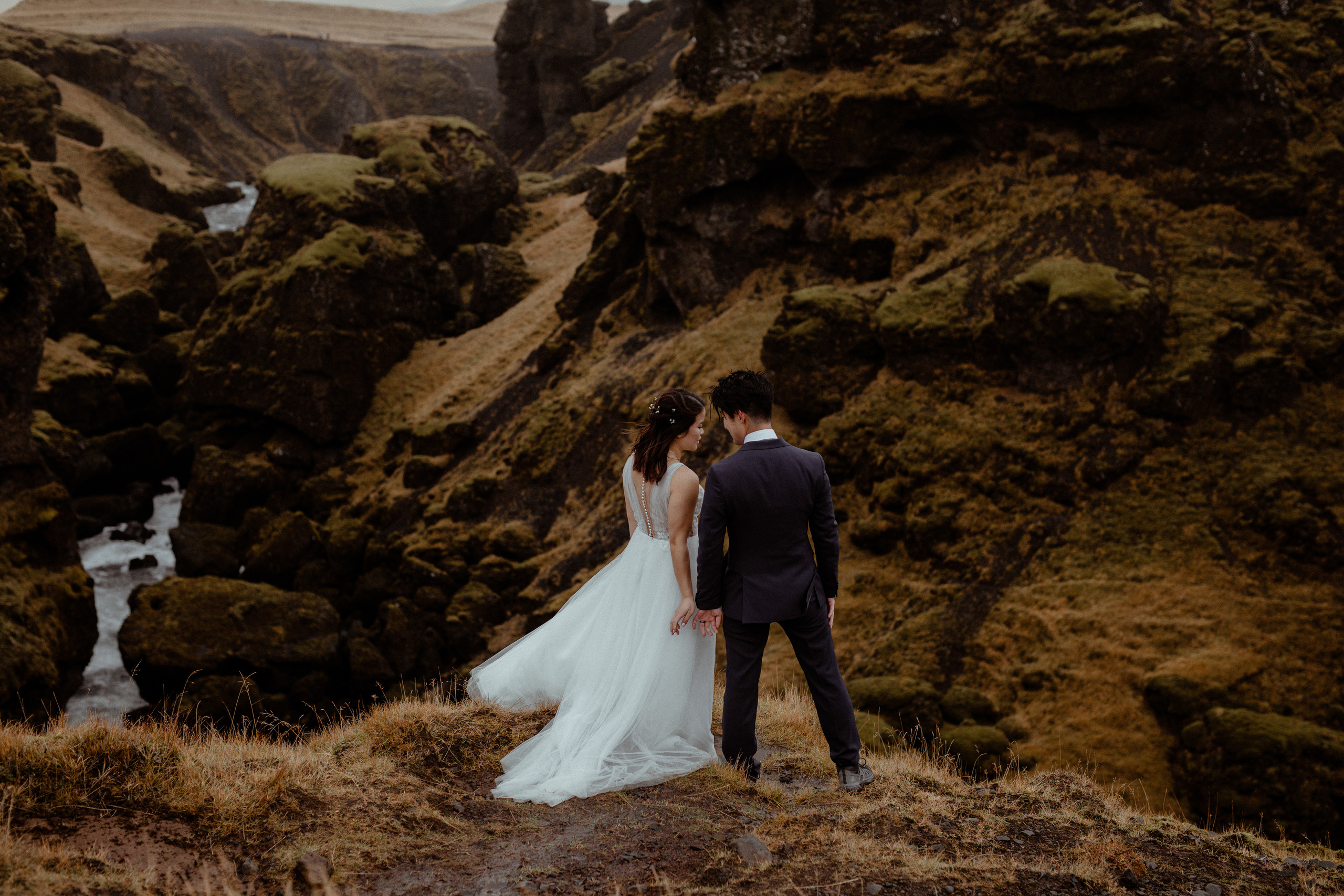 Hidden Waterfalls Iceland Elopement. Iceland elopement photographer & videographer