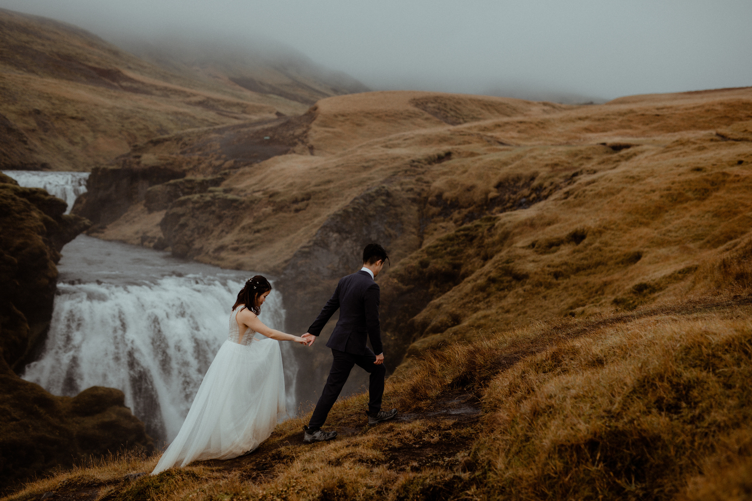 Hidden Waterfalls Iceland Elopement. Iceland elopement photographer & videographer