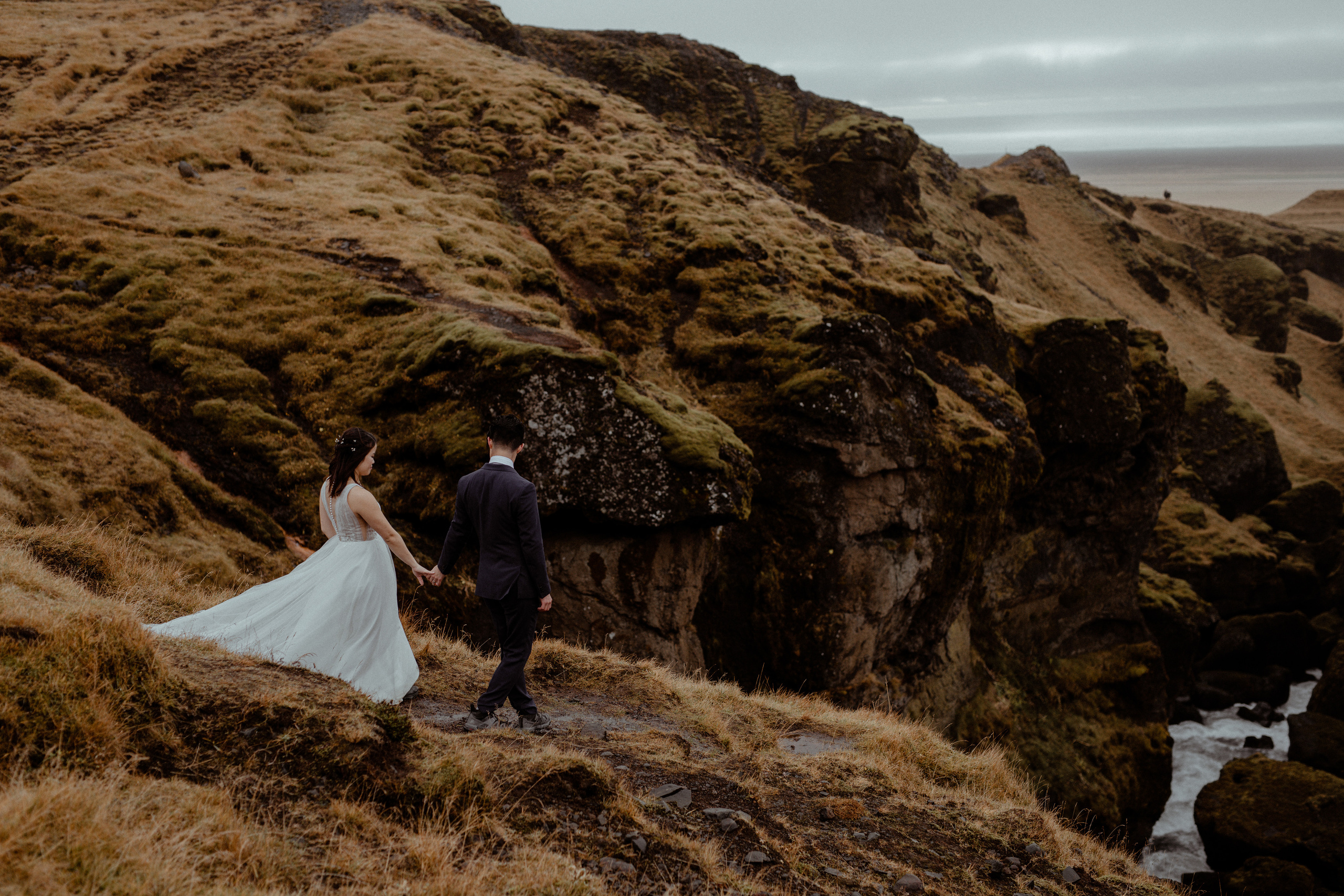 Hidden Waterfalls Iceland Elopement. Iceland elopement photographer & videographer