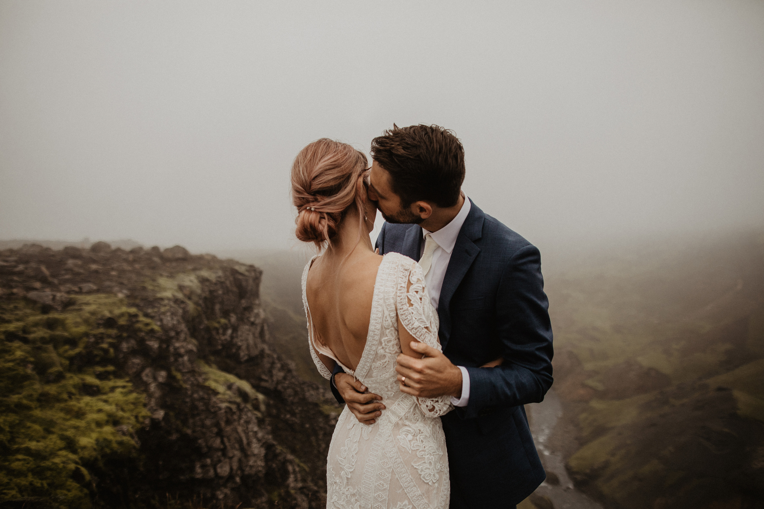 Elopement at Haifoss waterfall. Iceland elopement photographer & videographer