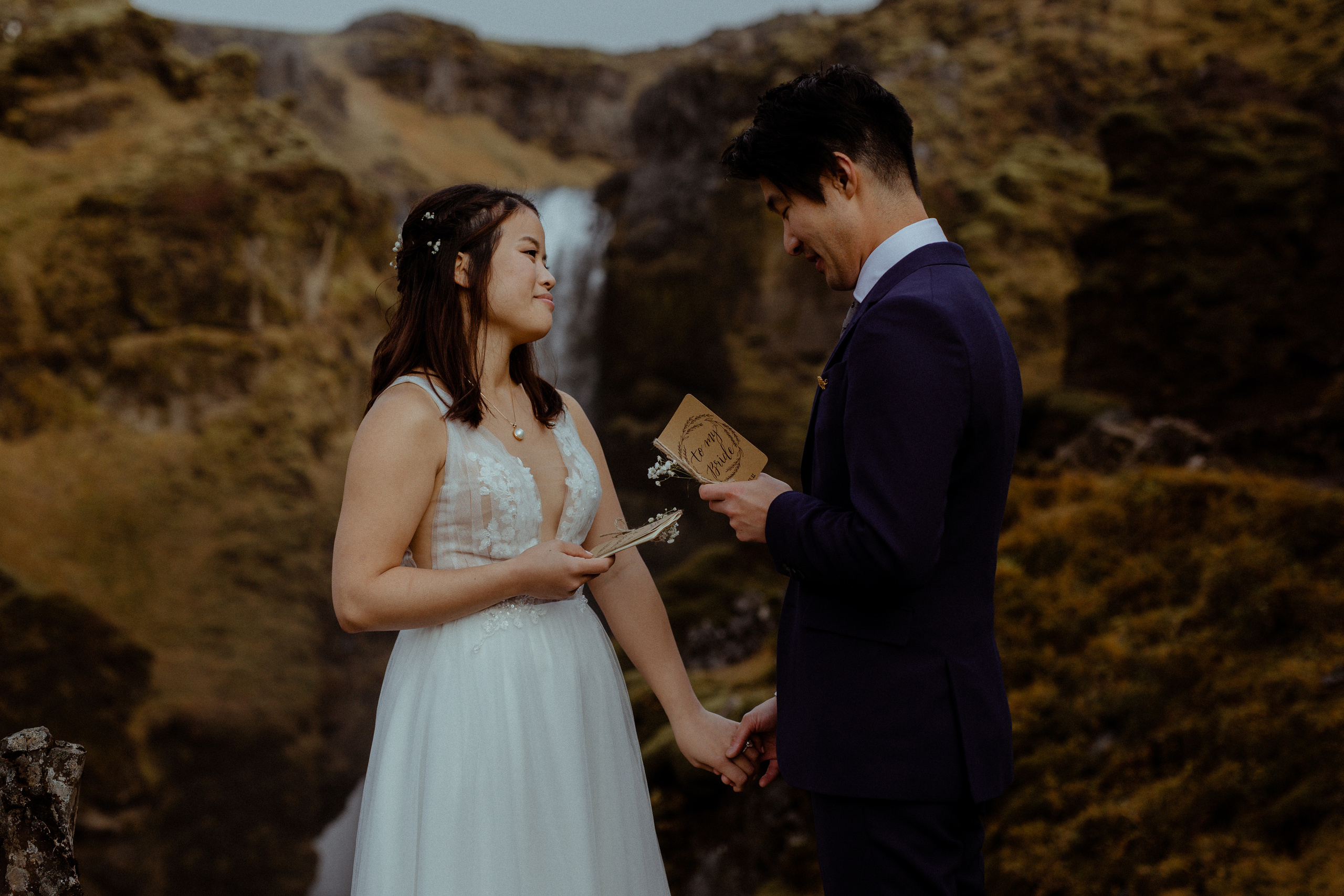 Hidden Waterfalls Iceland Elopement. Iceland elopement photographer & videographer